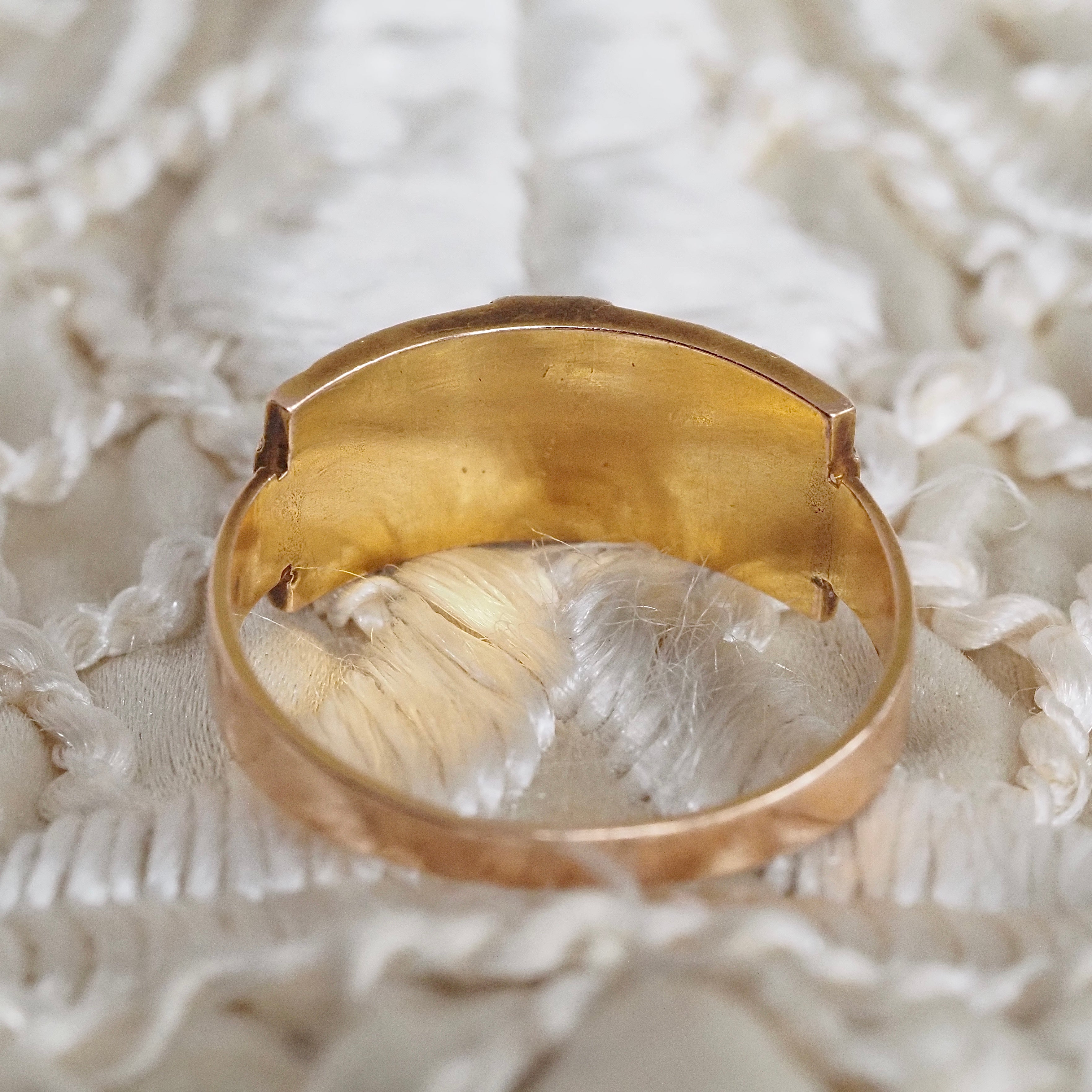 Antique Victorian 15k Gold Coral Diamond and Seed Pearl Ring