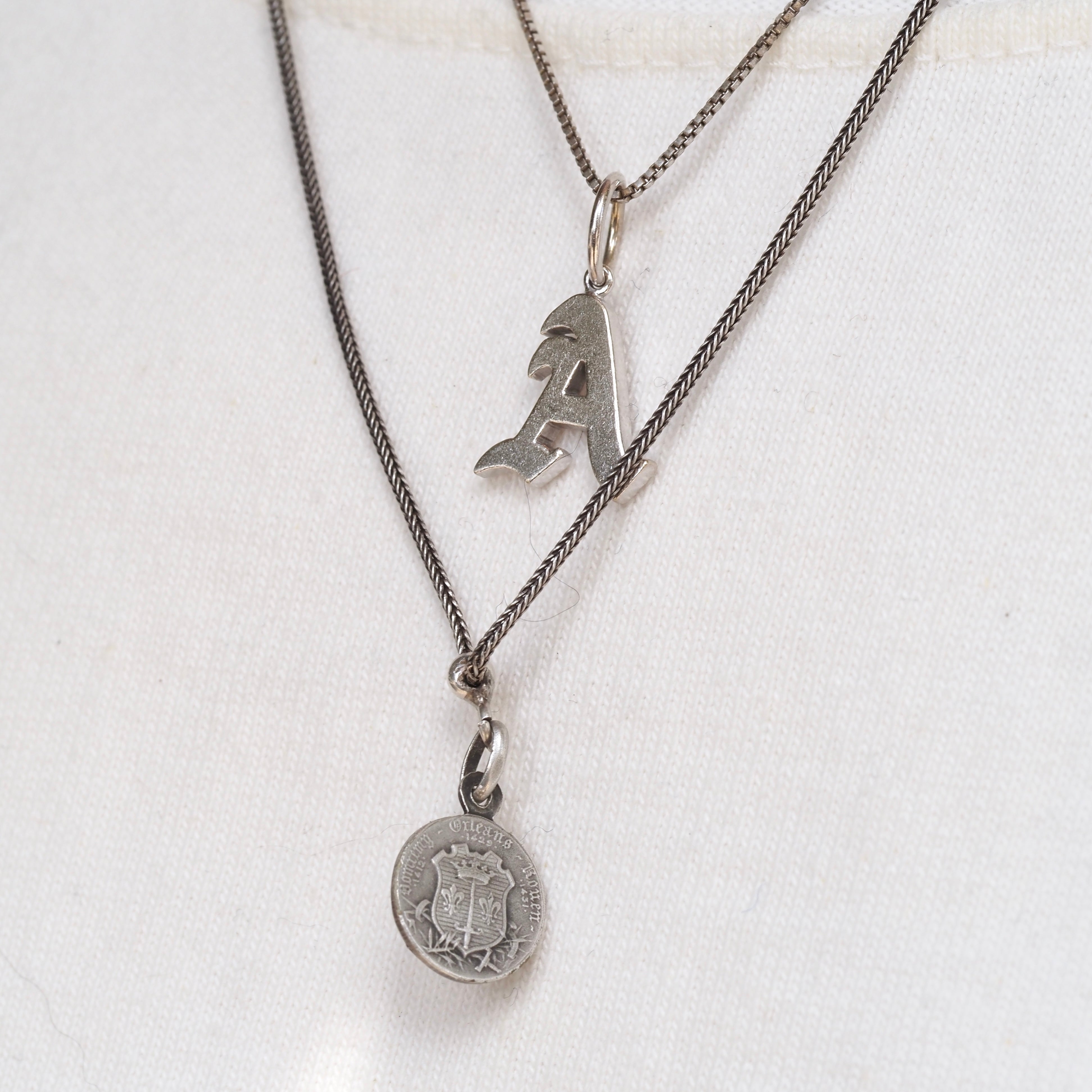 Antique c. 1909 French Joan Of Arc Silver Foxtail Station Necklace
