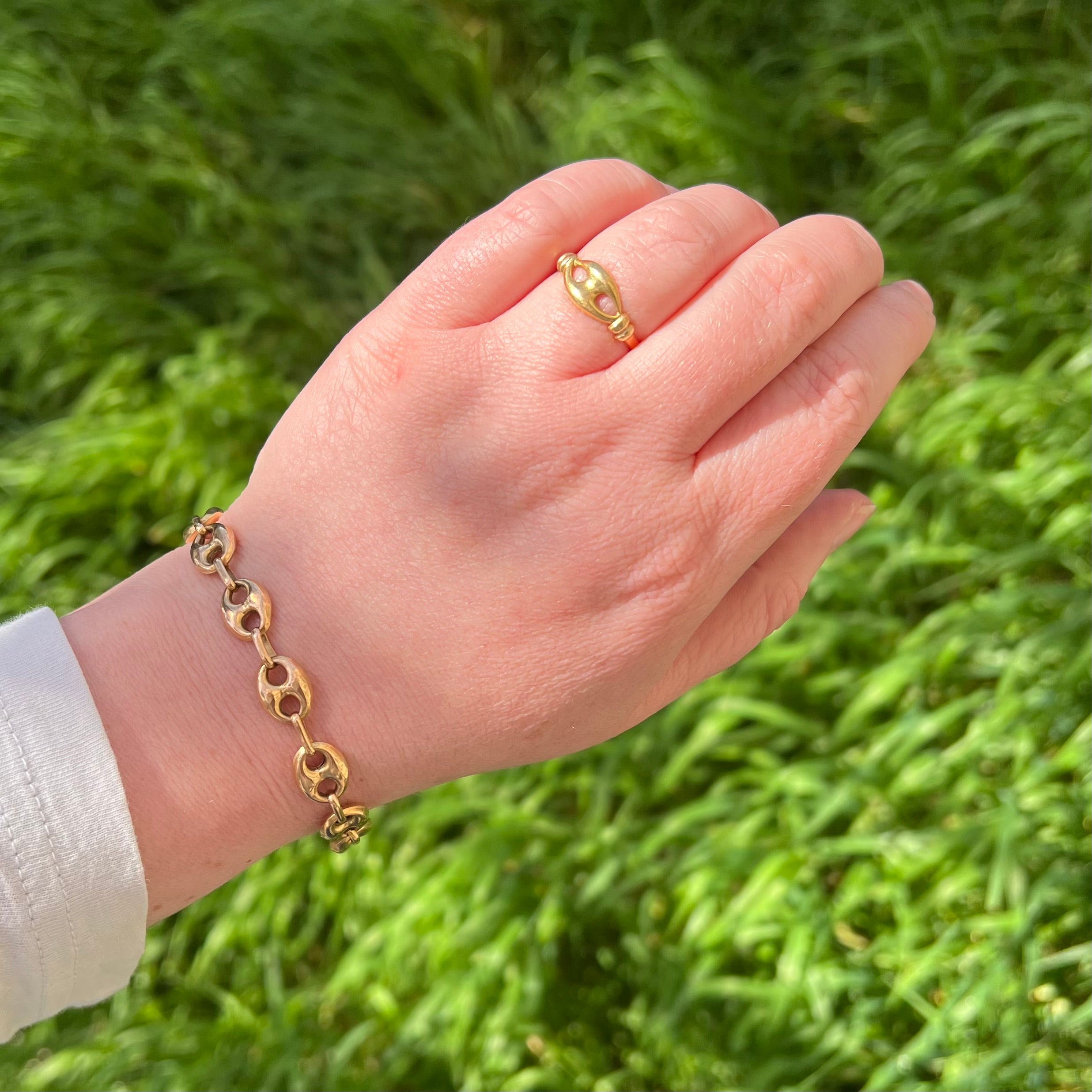 Vintage Anchor Mariner Link 18k Gold Ring