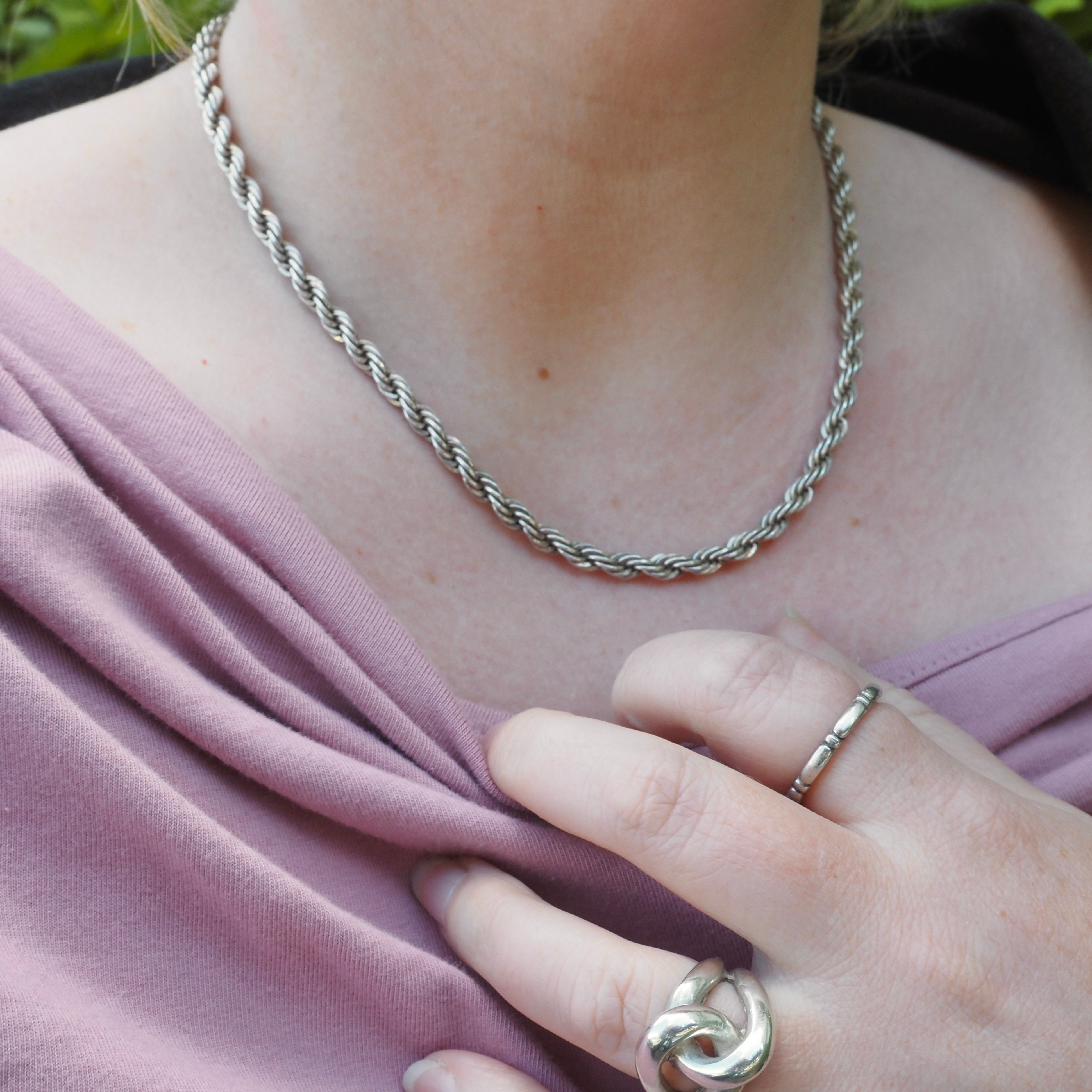 Vintage Sterling Silver 18" Rope Chain