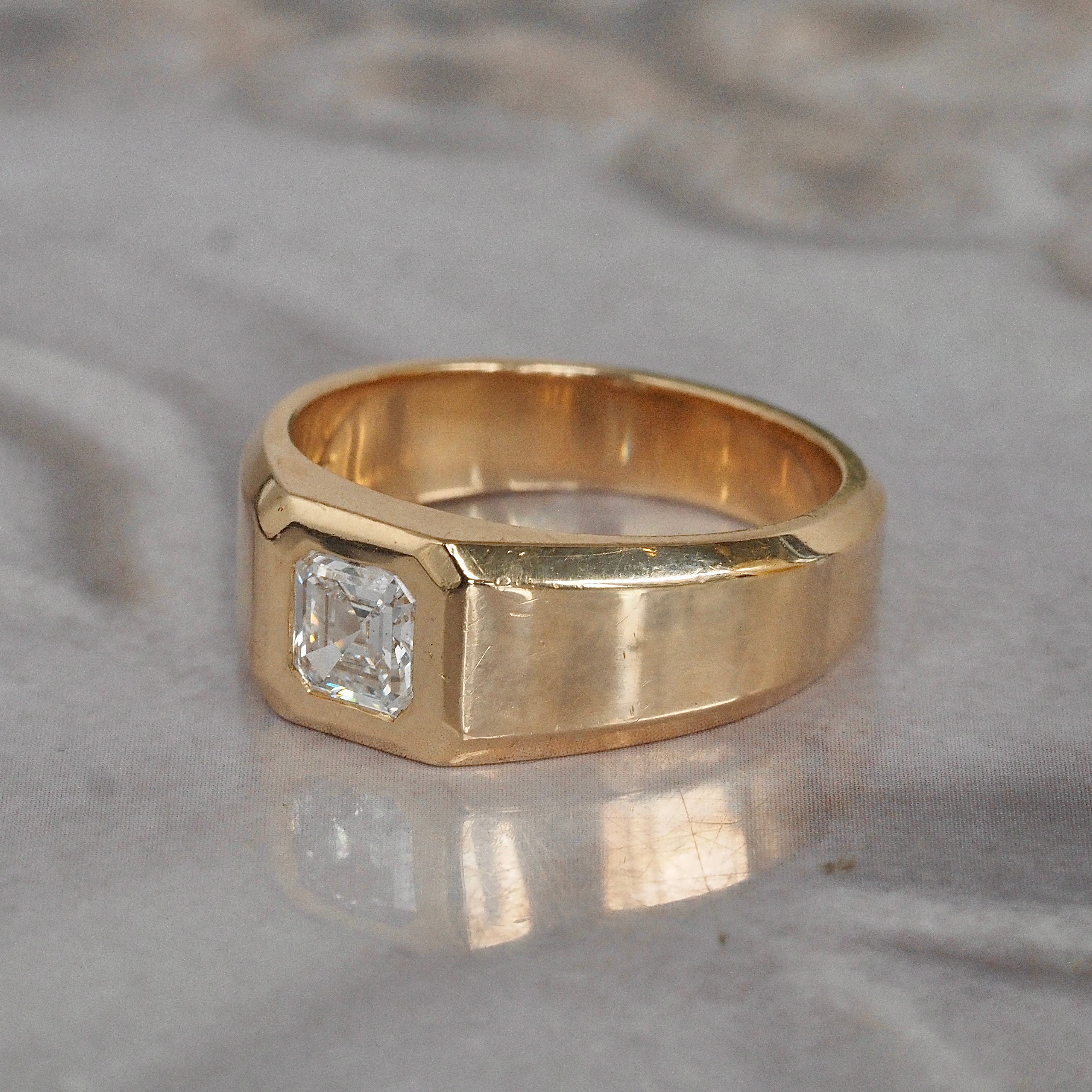 ON HOLD Asscher Cut Diamond 14k Gold Engagement Ring