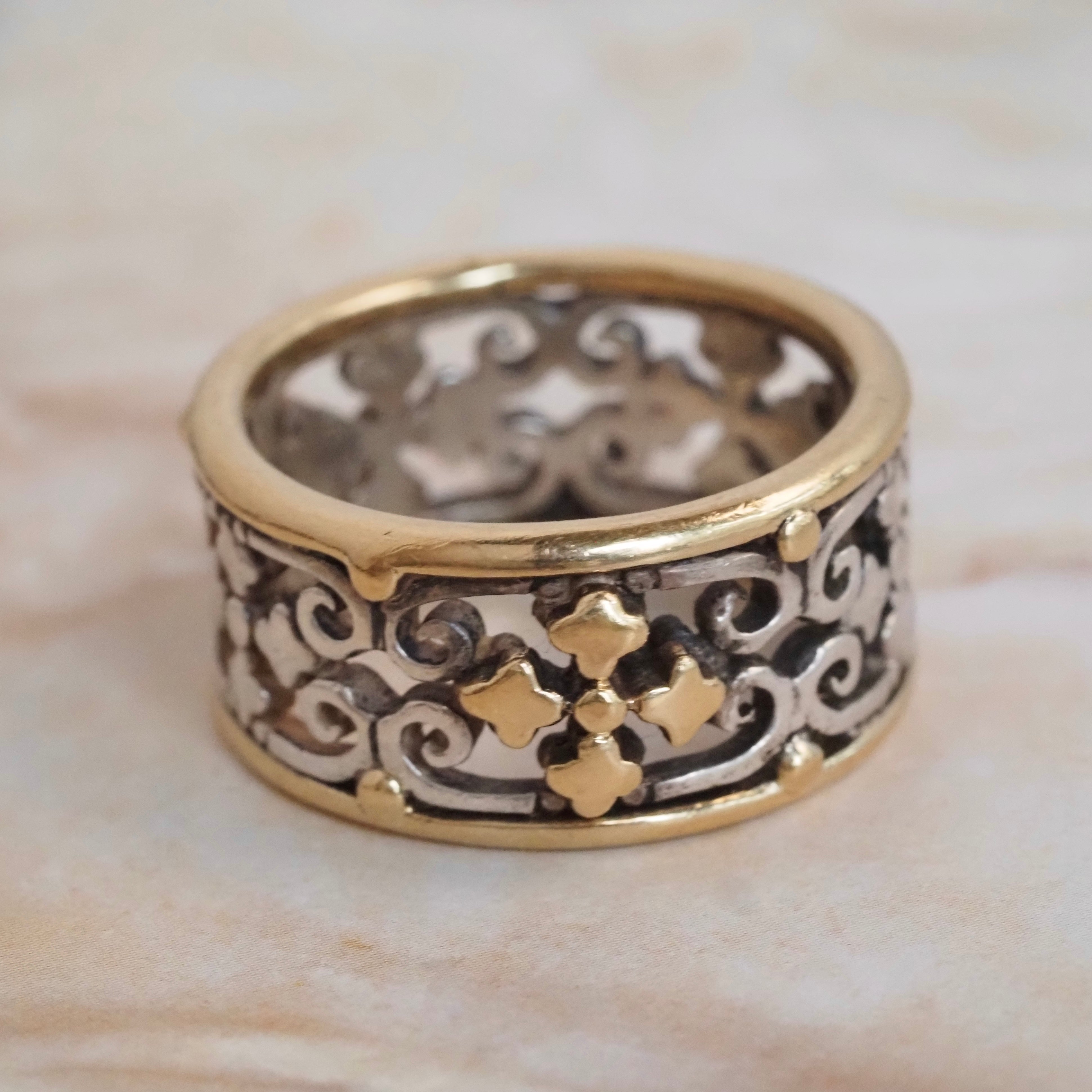 Vintage Sterling Silver 18k Gold Iron Gate Cigar Band