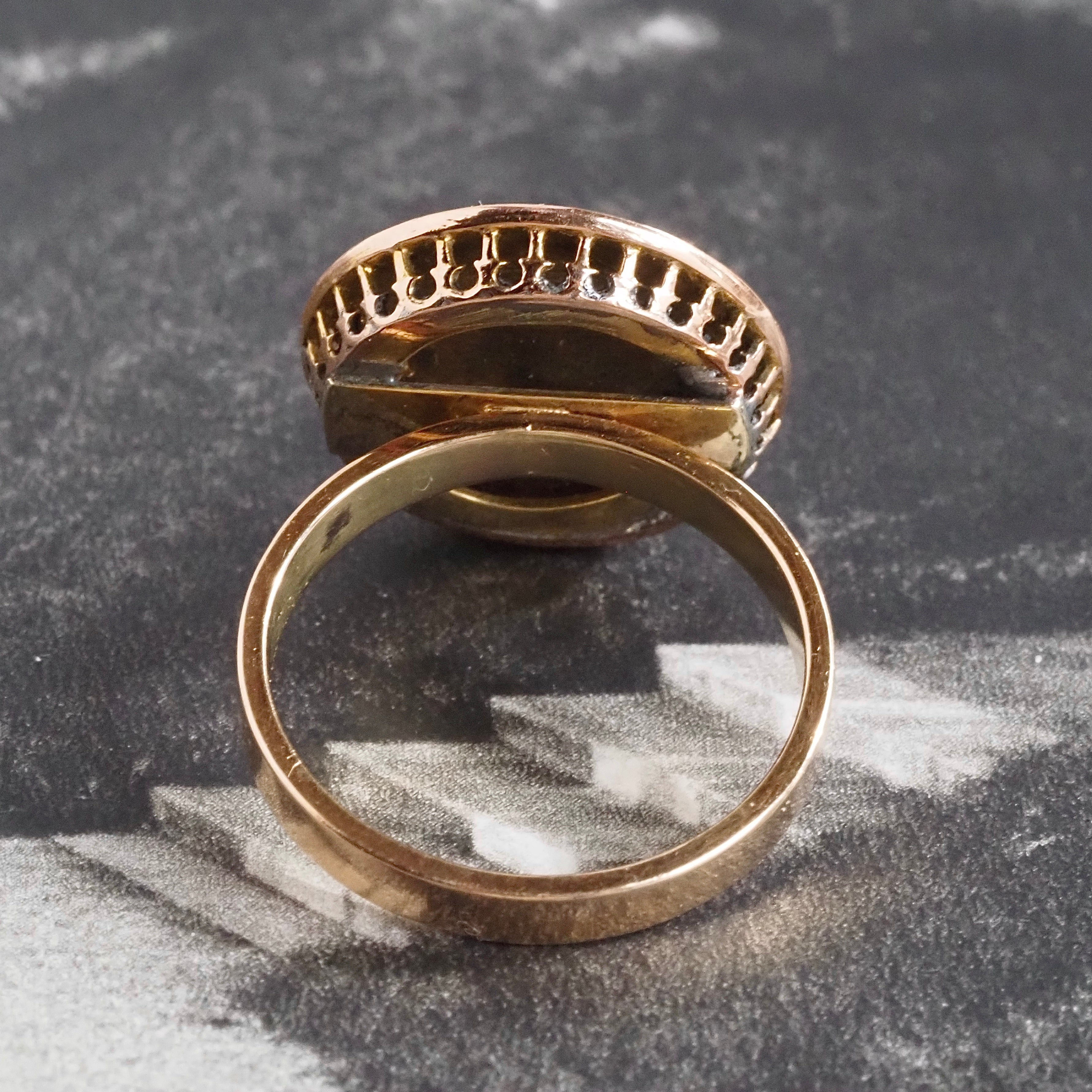 Antique Victorian Etruscan Revival Lapis 14k Gold Disc Ring