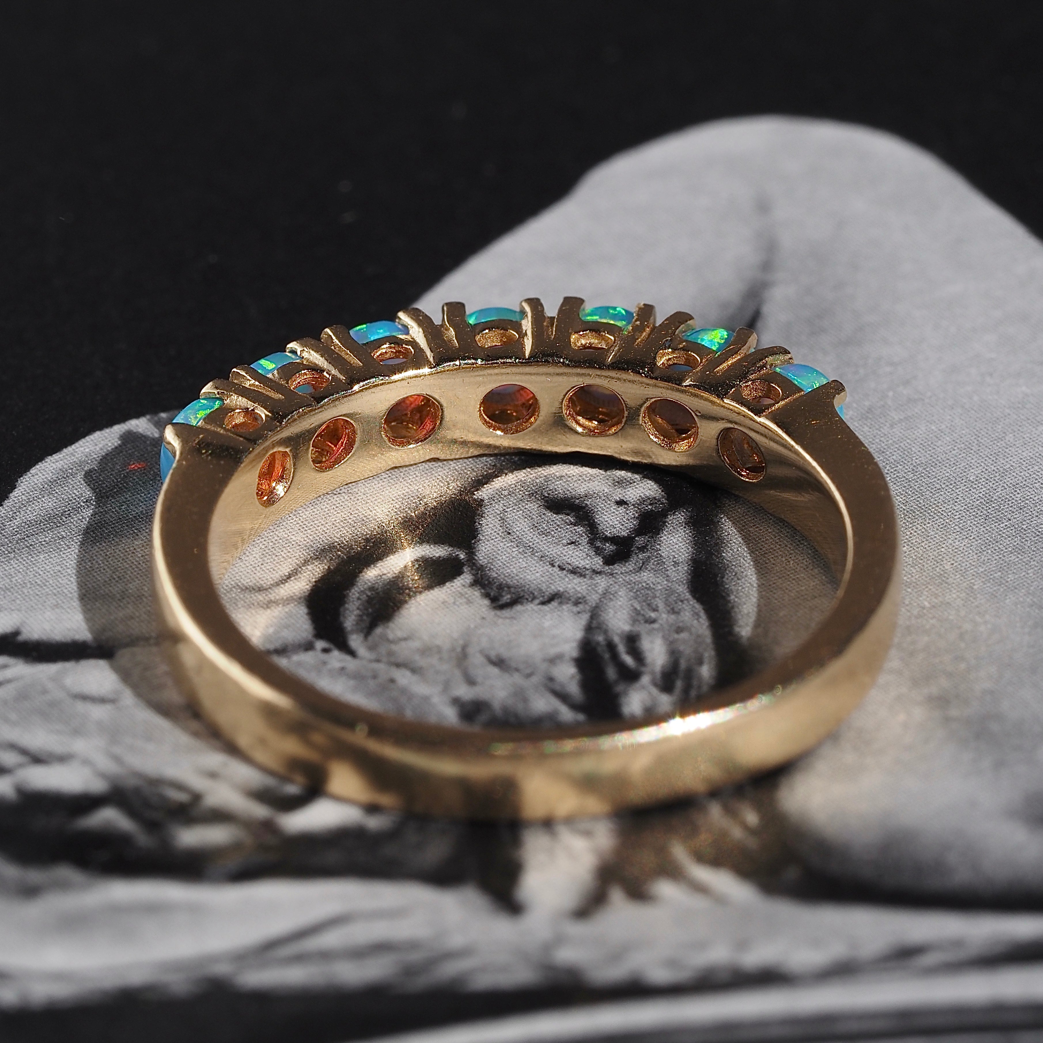 Vintage Opal Half Hoop 14k Gold Ring