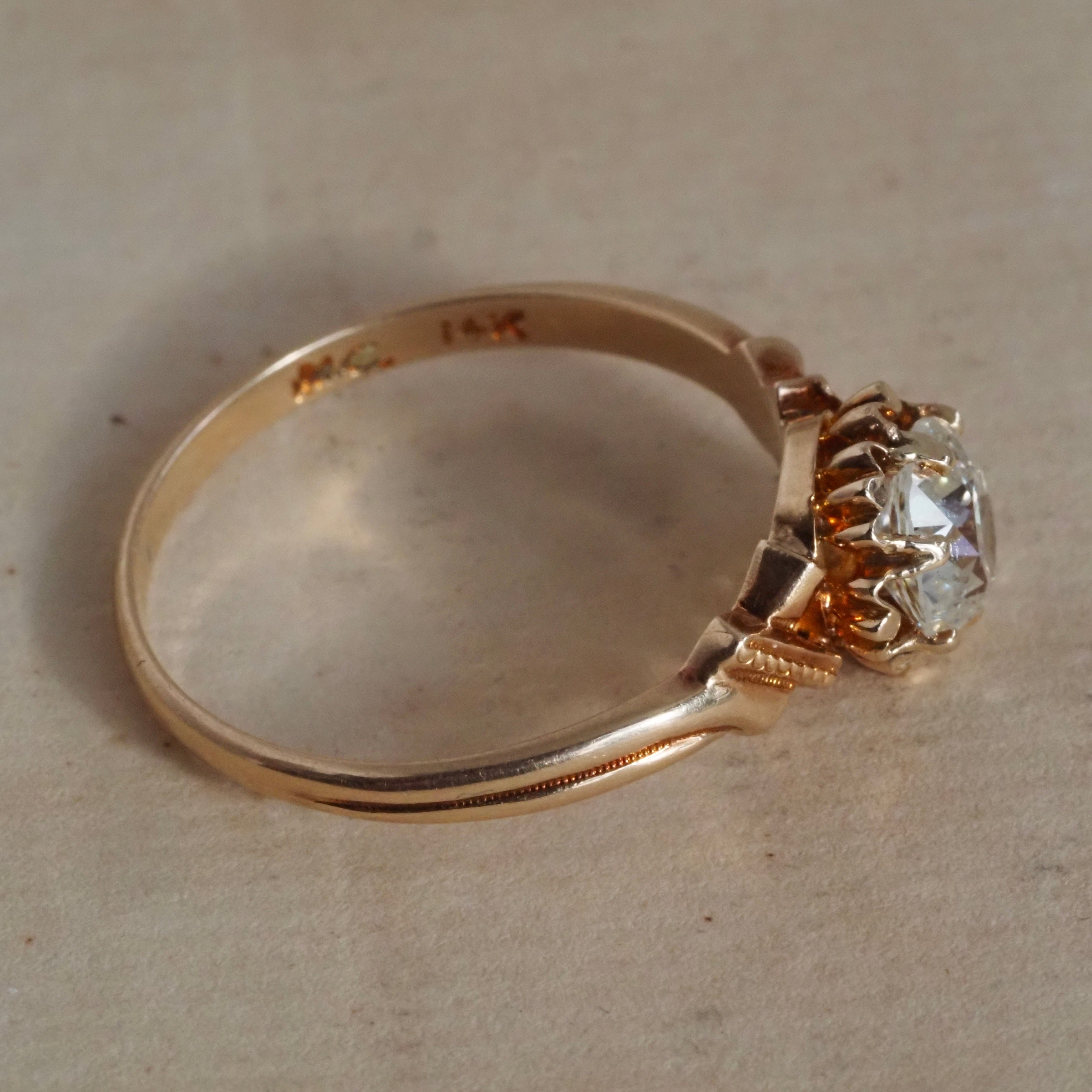 Antique Victorian ~1.0 ct Old European Cut Diamond 14k Gold Engagement Ring