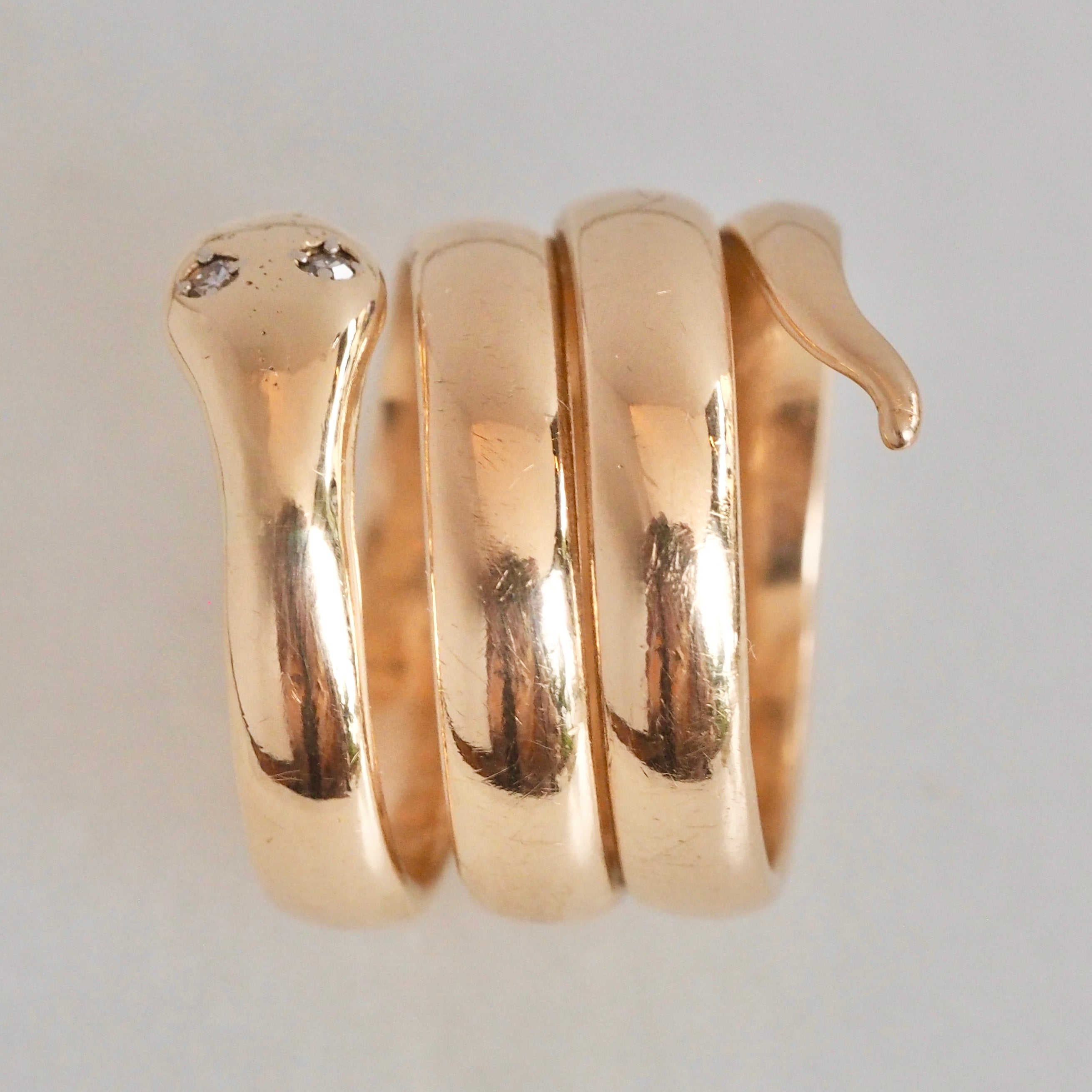 Vintage 14k Gold Diamond Snake Ring