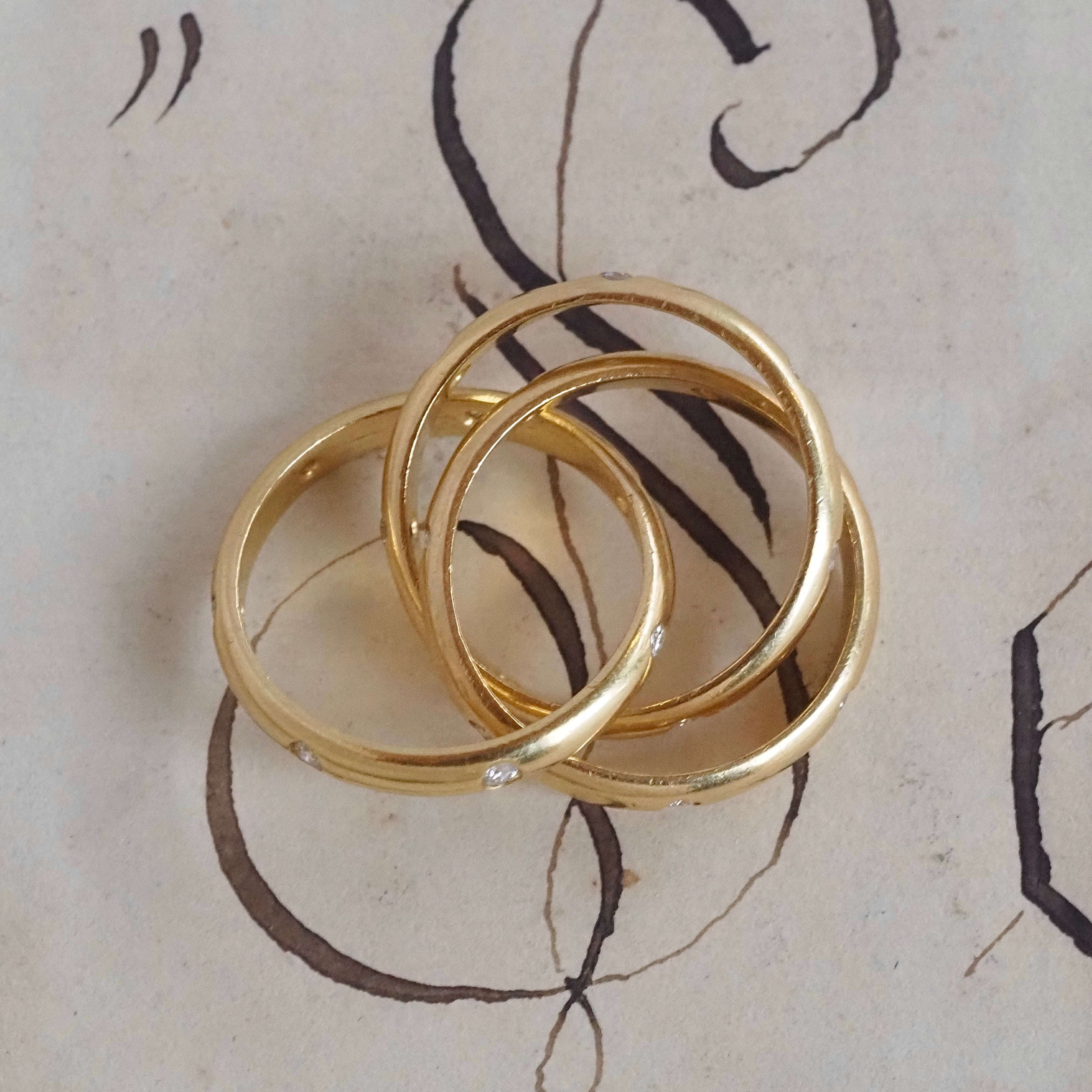 18k Gold Diamond Triple Rolling Ring