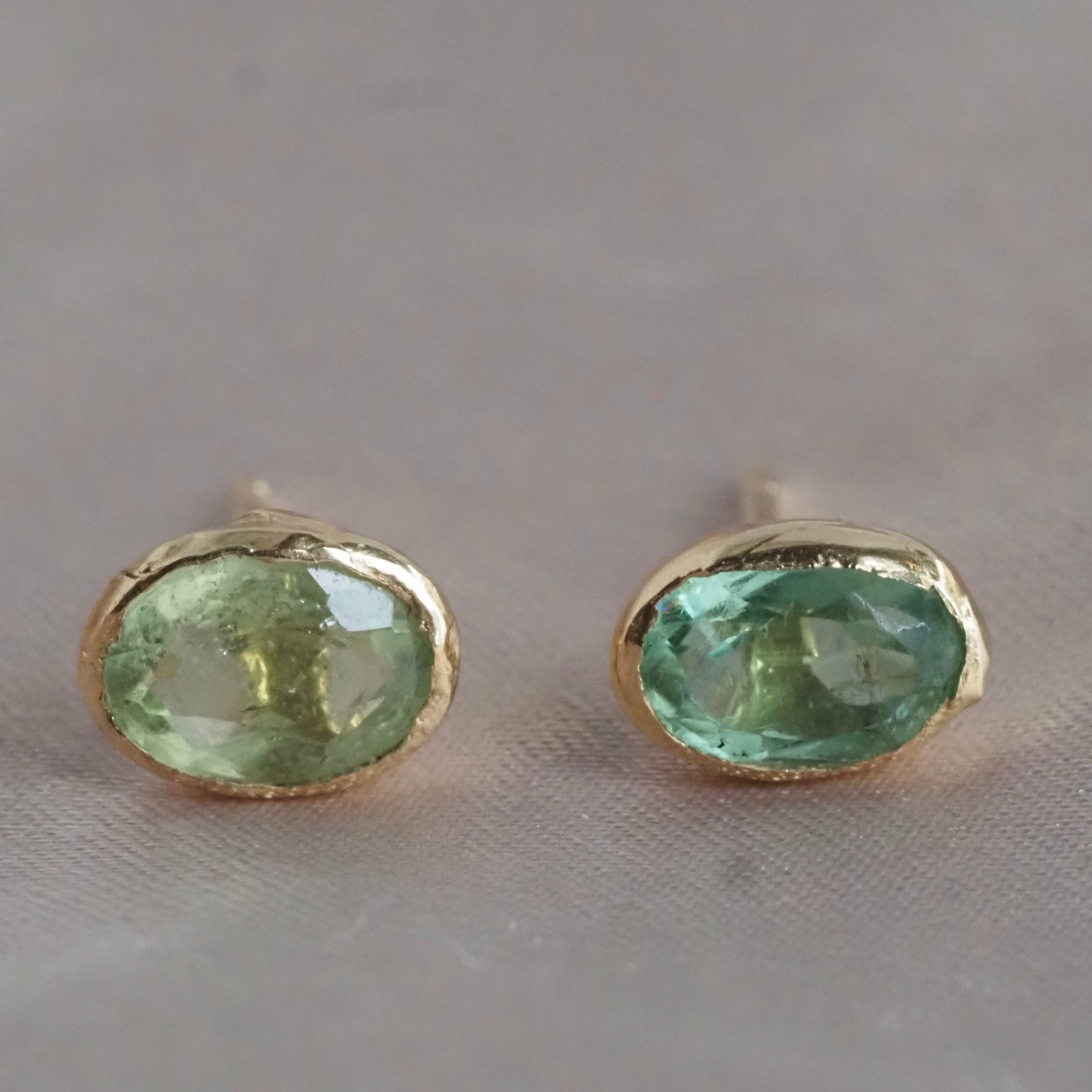 Minty Tourmaline 14k Gold Post Earrings