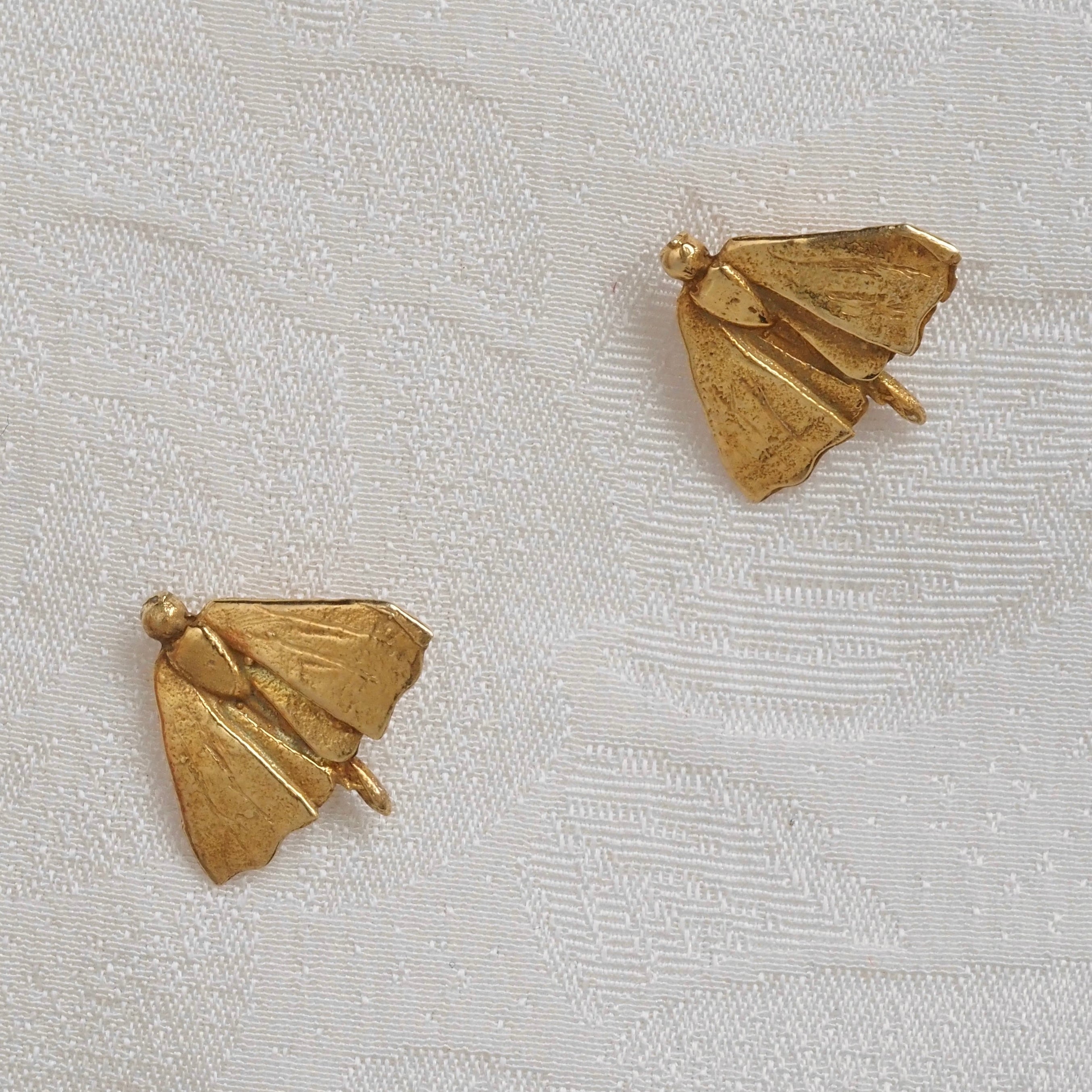 Vintage Moth 18k Gold Post Earrings