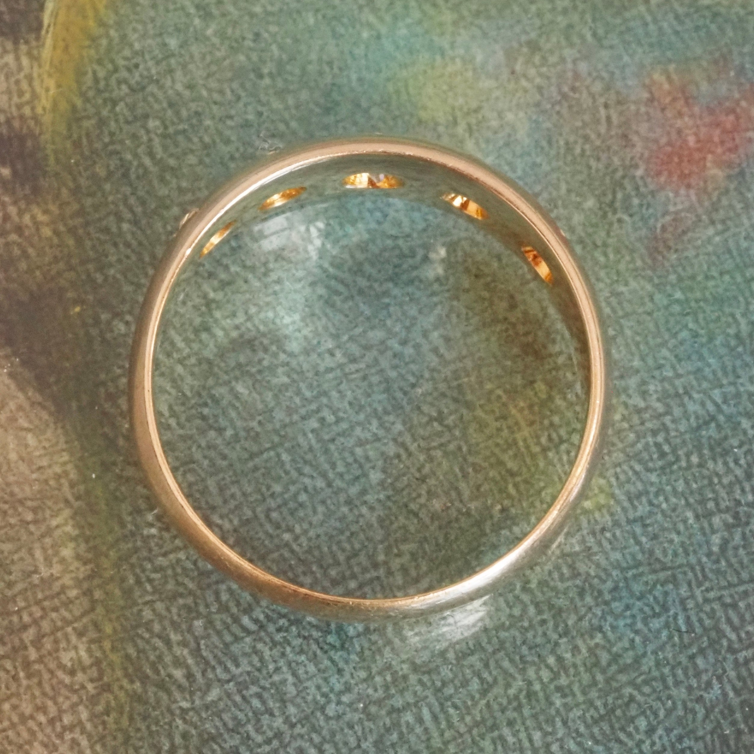 Antique c. 1913 English 18k Gold Starburst Five Diamond Ring