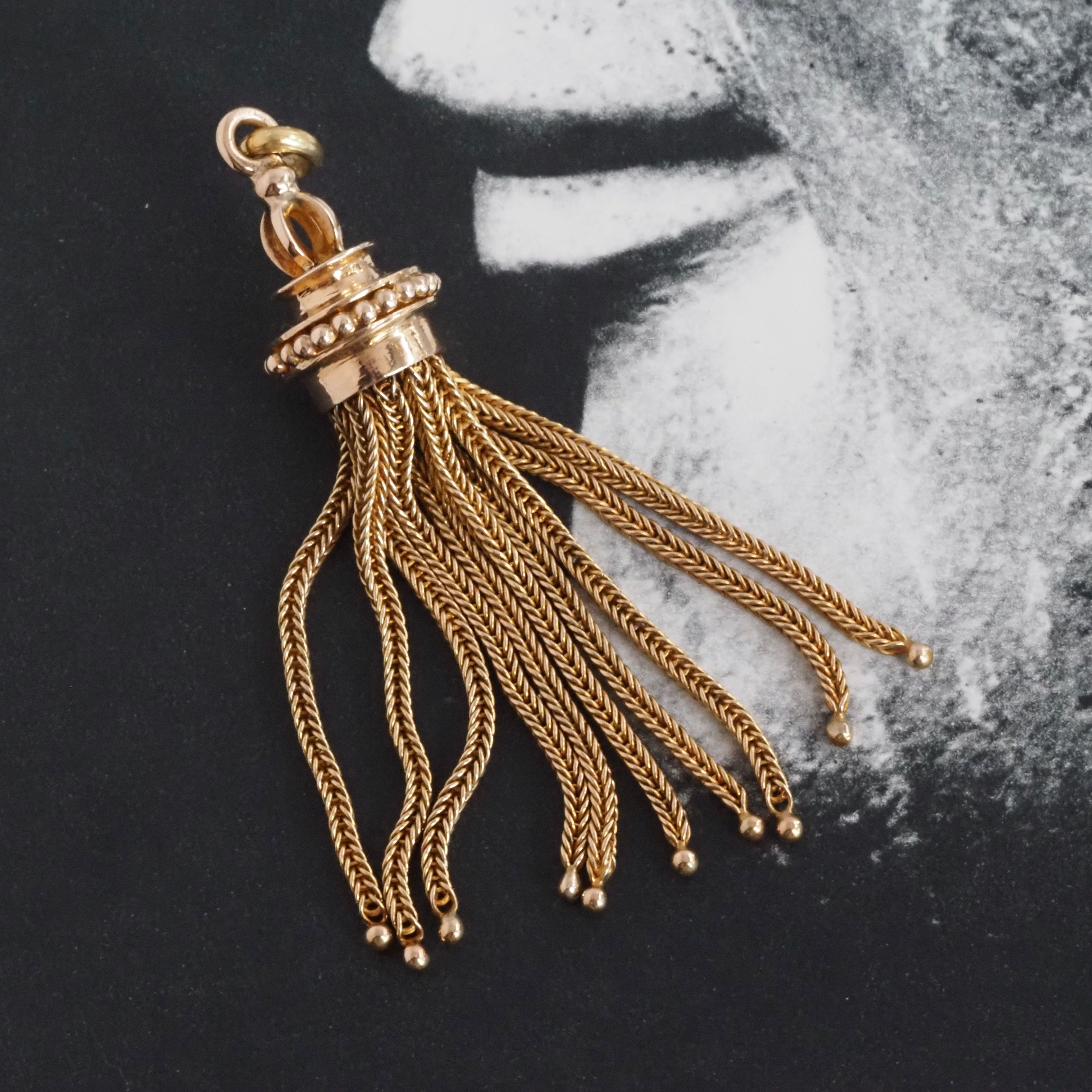 Vintage 14k Gold Tassel Pendant 18k Gold Bail
