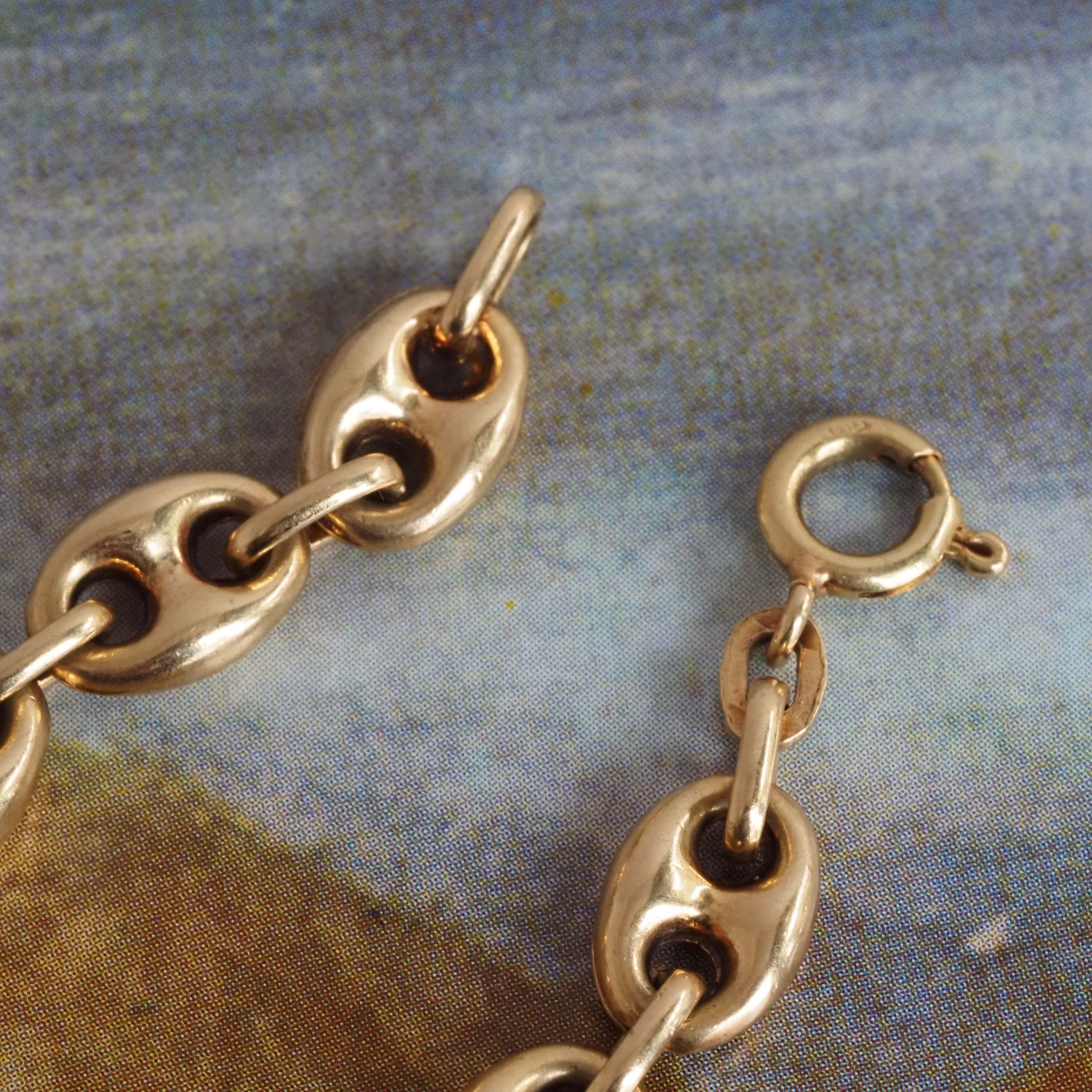 Vintage Puffy Mariner Link 18k Gold Chain 18" Necklace