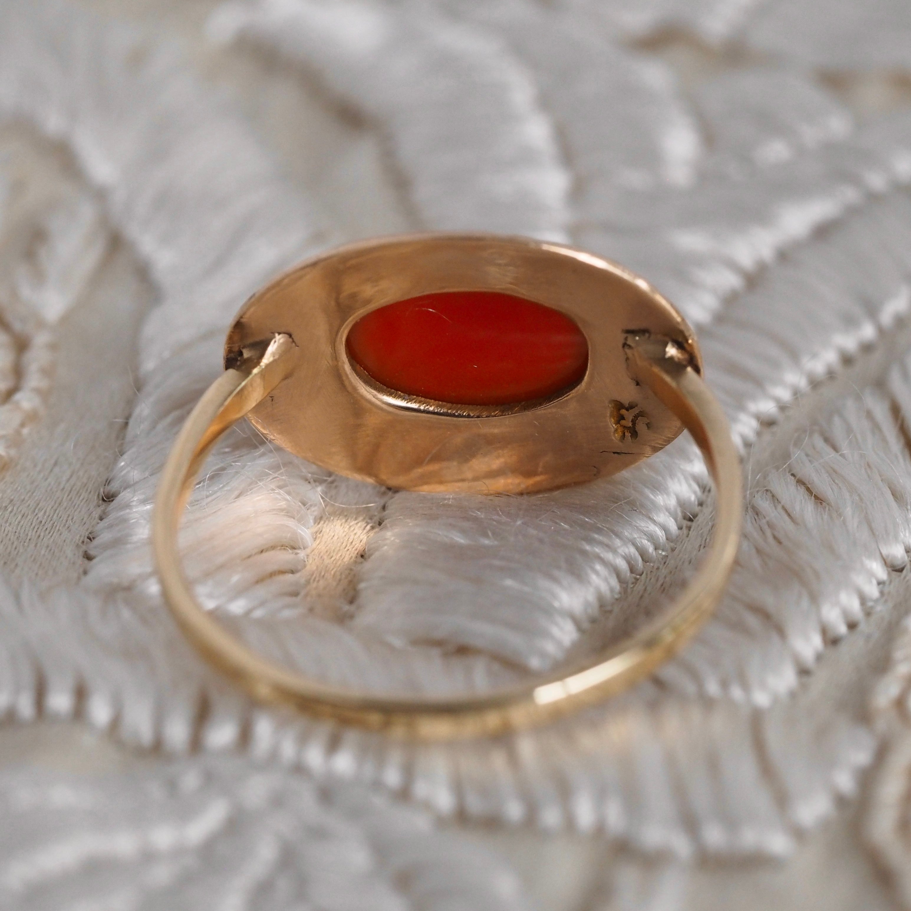 Antique Victorian 14k Gold Carnelian East West Ring