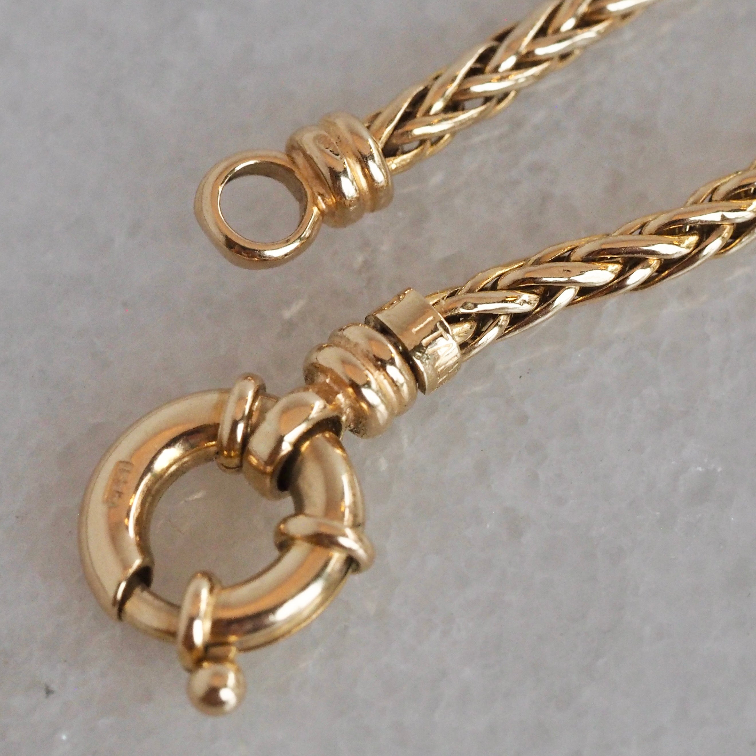 Vintage 14k Gold Italian Wheat Chain Bracelet