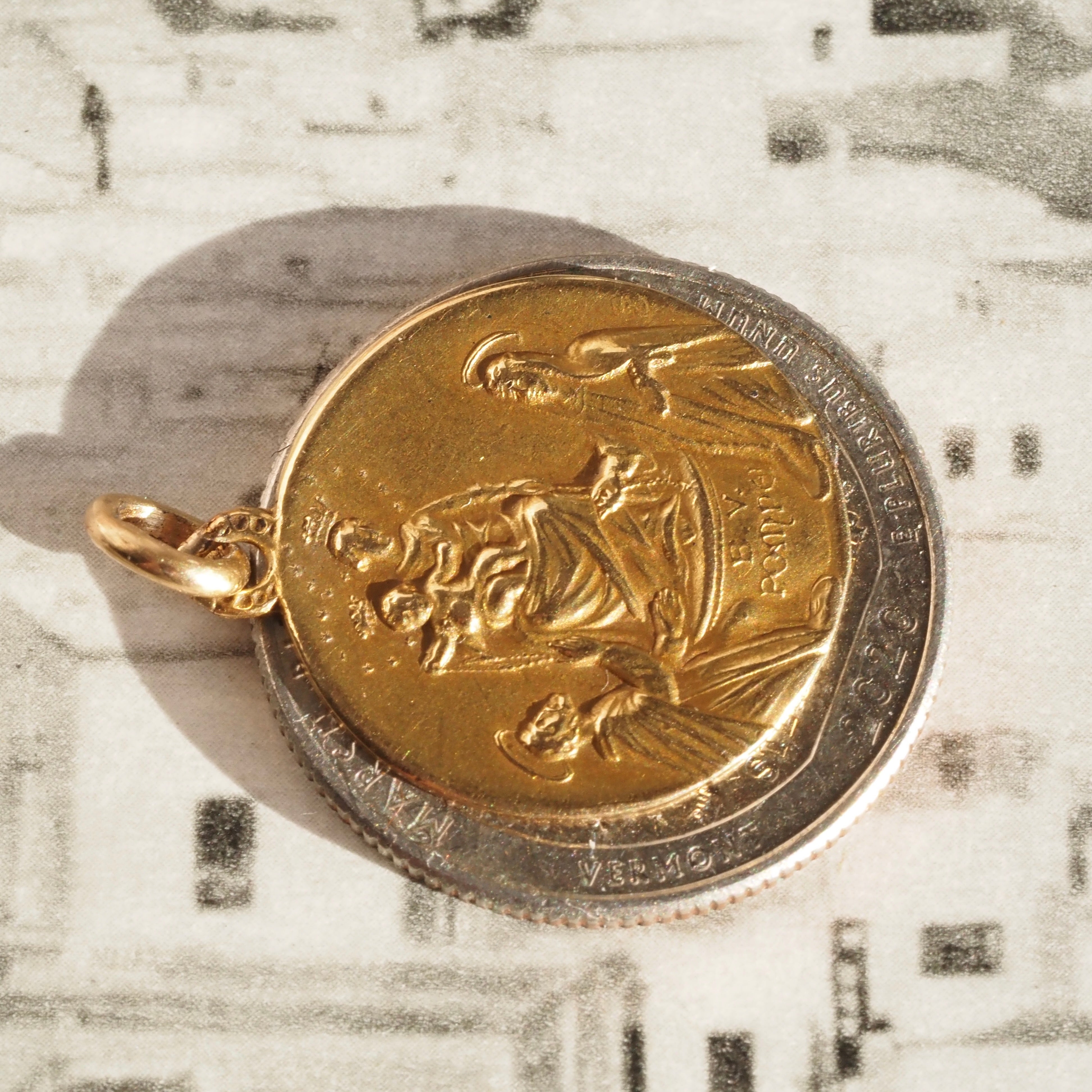 Antique Our Lady of Pompei 18k Gold Pendant