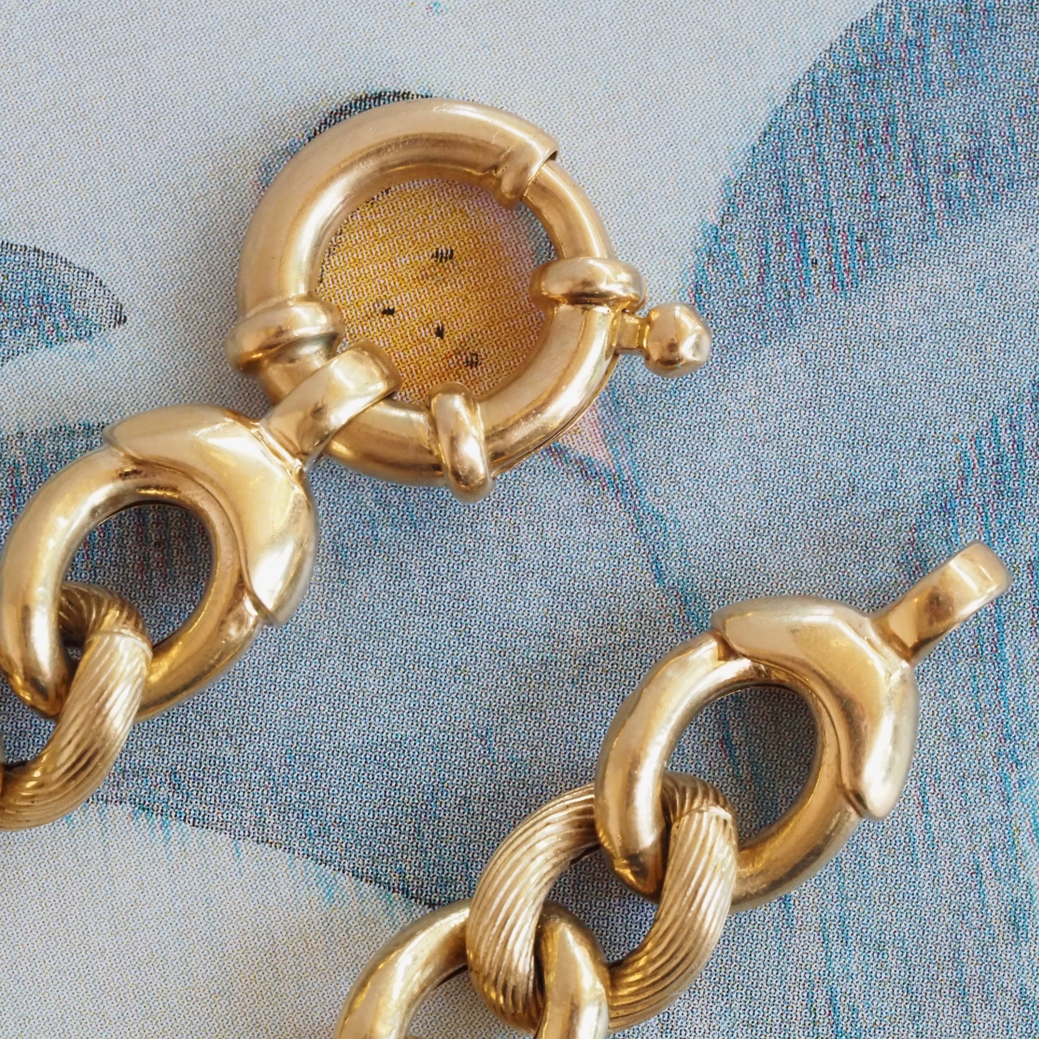 Vintage Italian 18k Gold Textured Curb Link Chain Bracelet