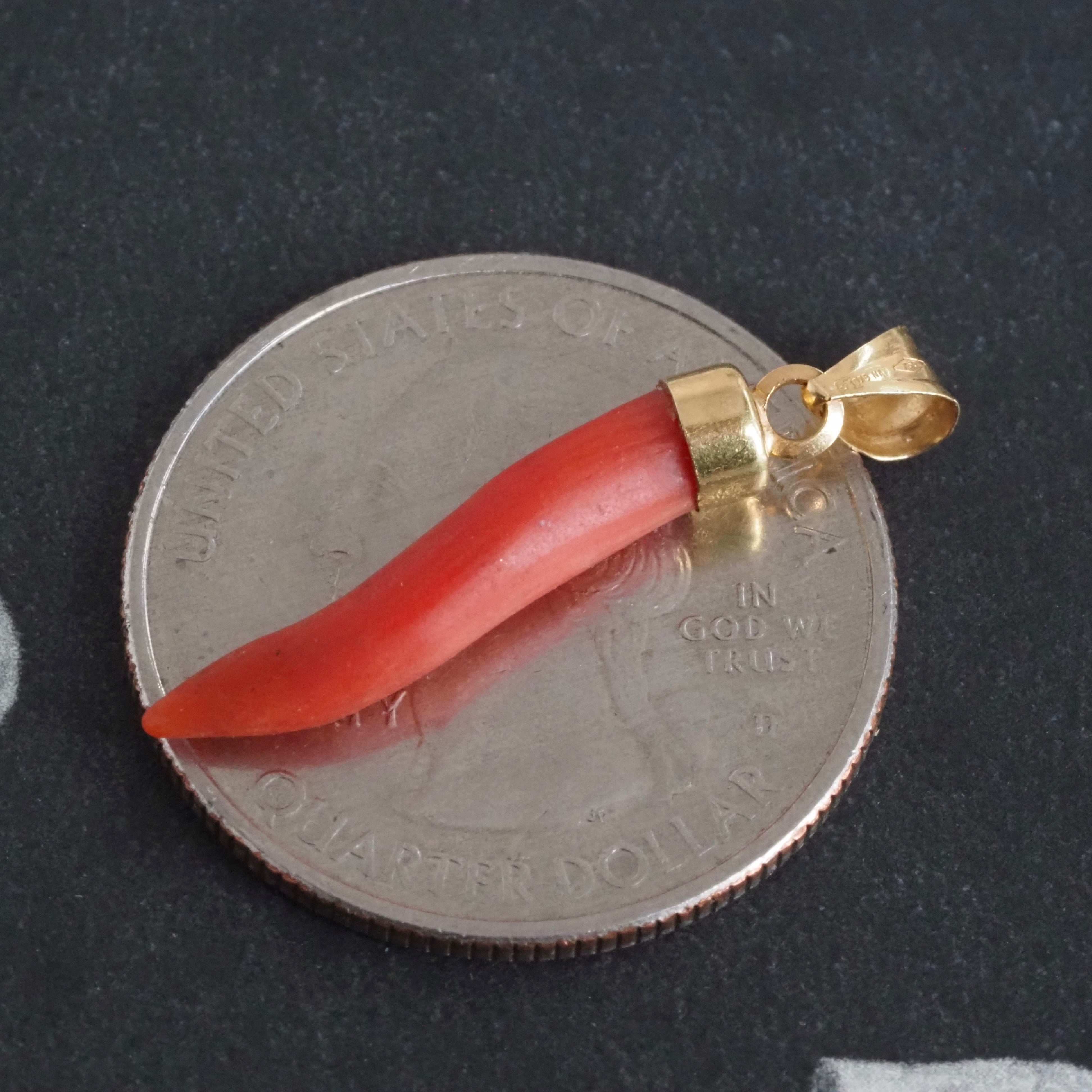 Antique 18k Gold Coral Cornicello Charm
