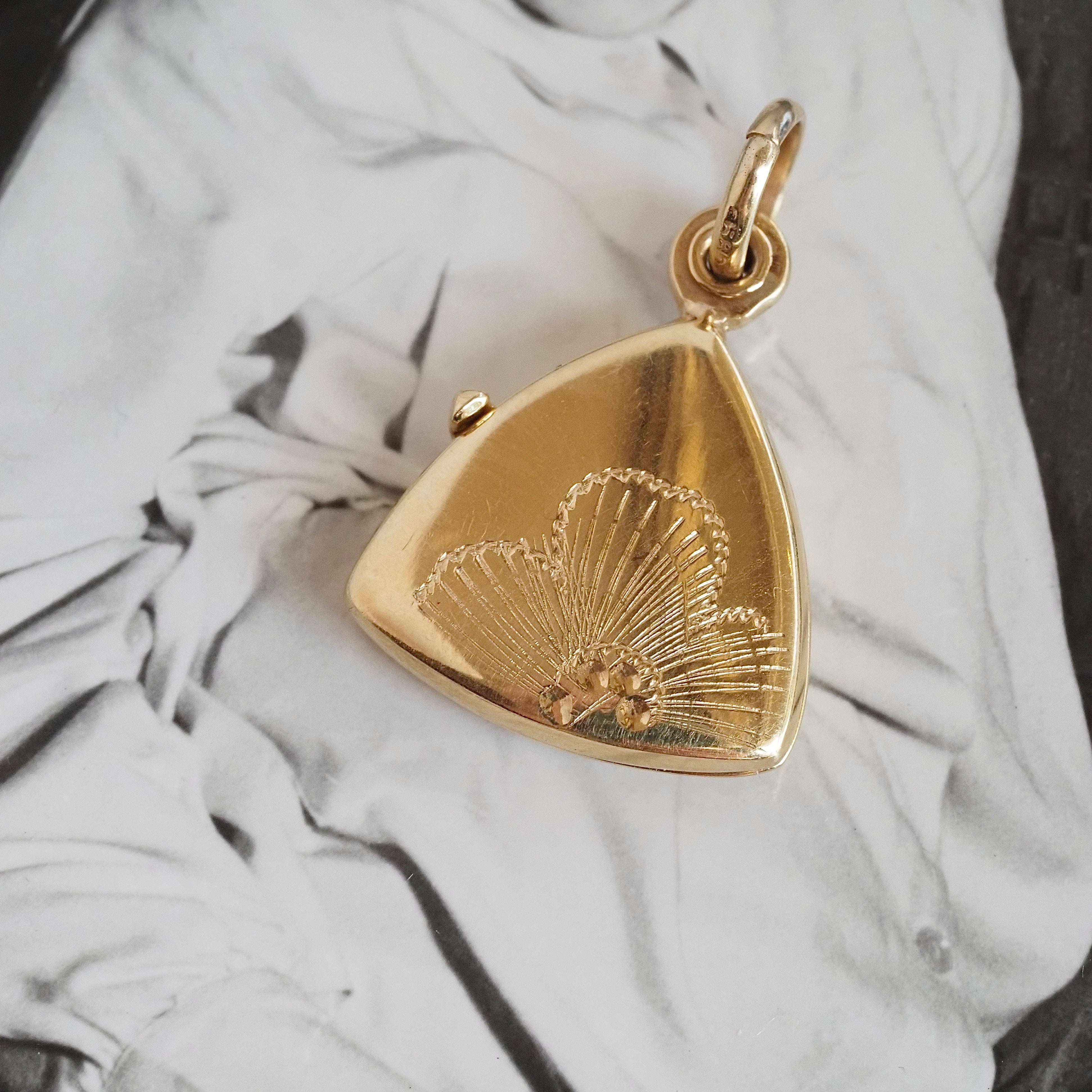 Vintage 14k Gold Floral Slide Locket