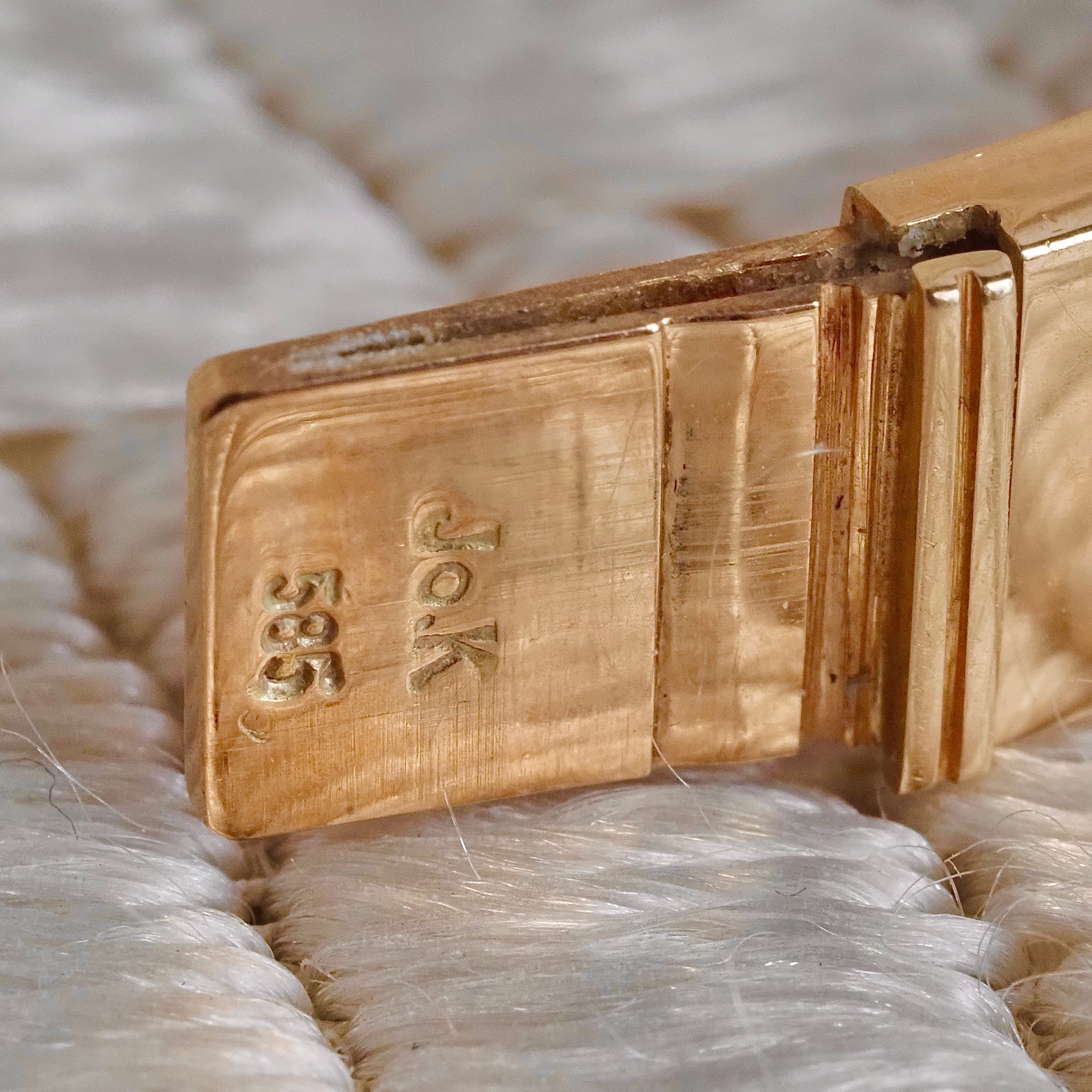 Vintage Danish 14k Gold Beveled Hinged Bracelet