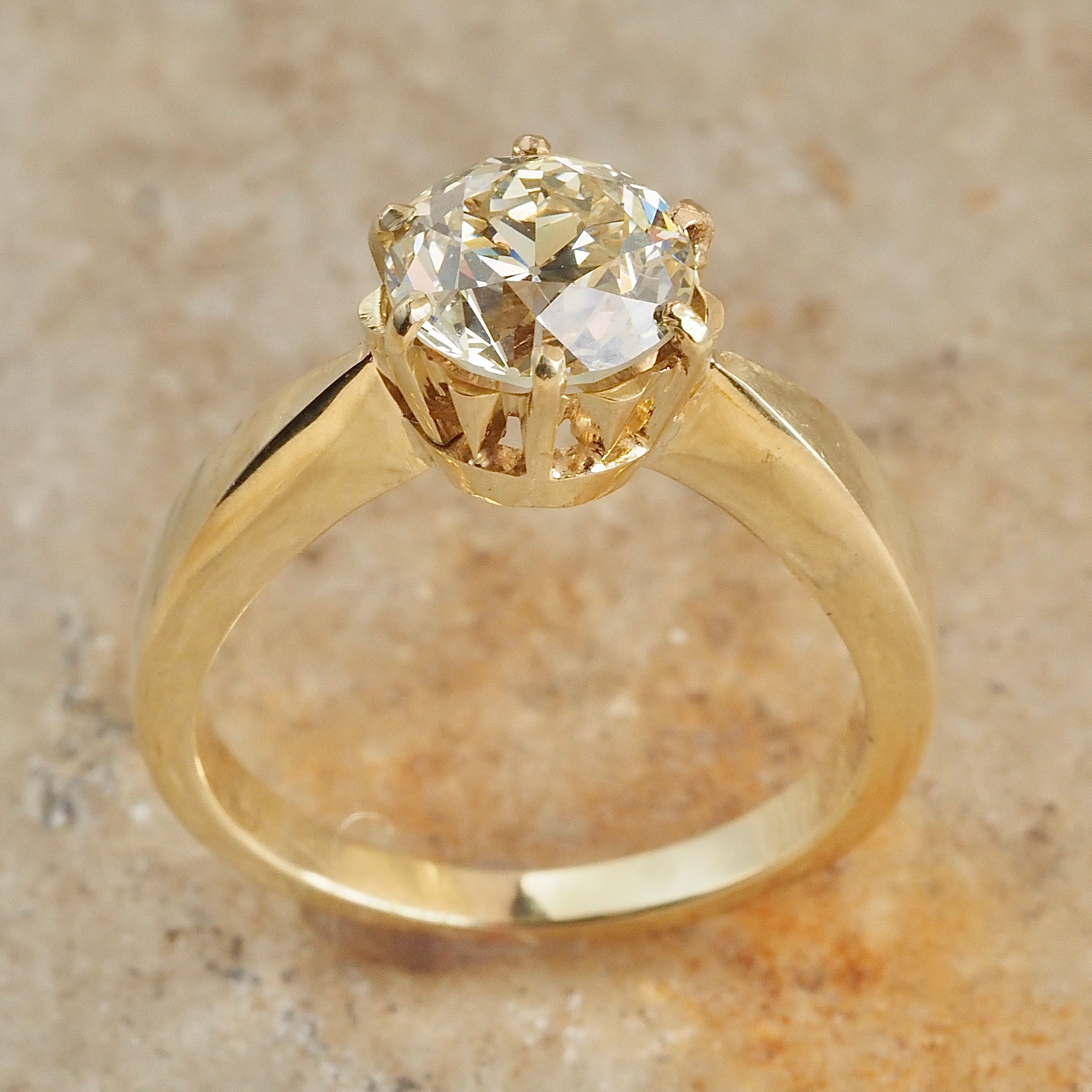Antique 2.01ct Old European Cut Diamond in Vintage 14k Gold Engagement Ring