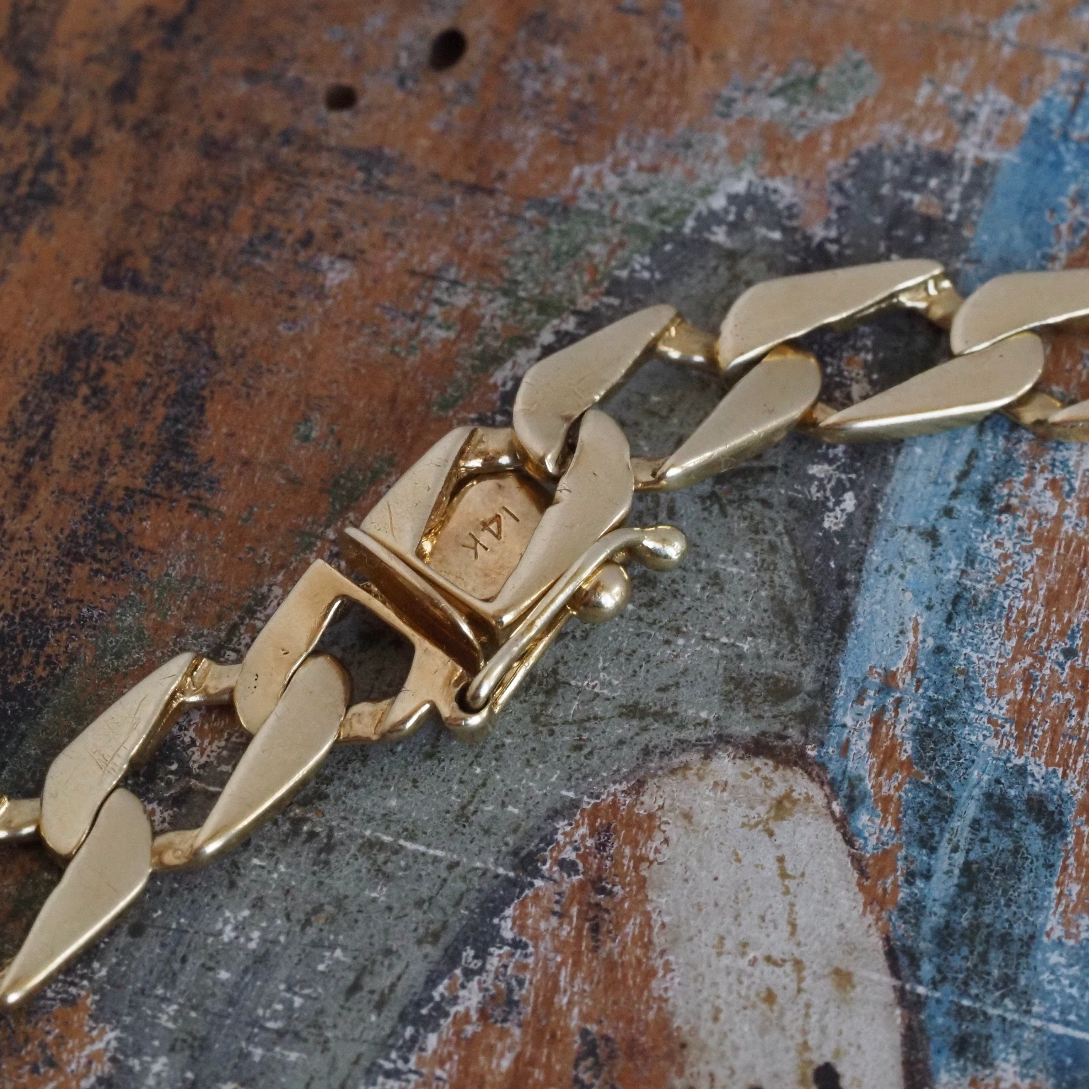 Vintage 14k Gold Flat Curb Chain Bracelet