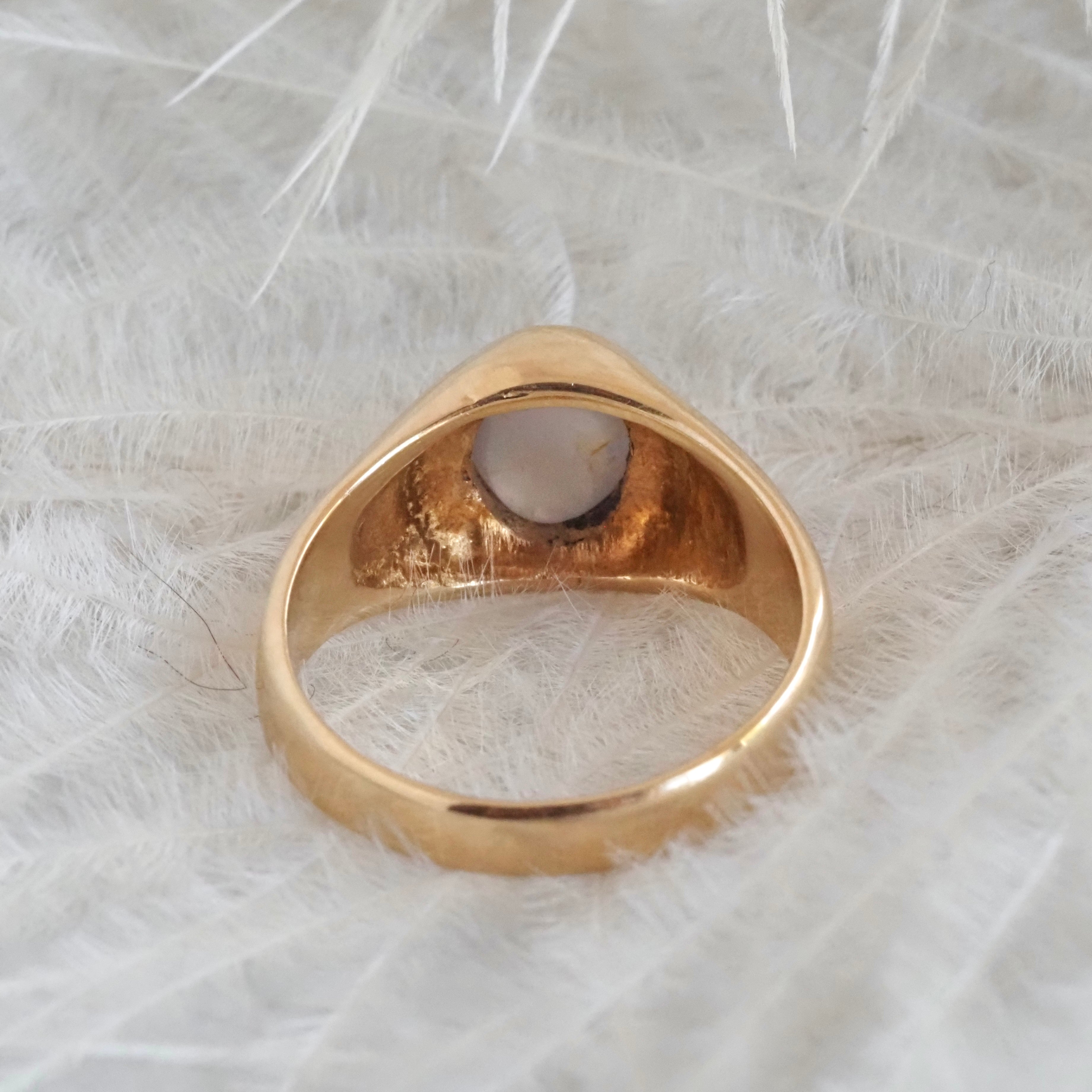 Vintage Natural Star Sapphire 14k Gold Flush Set Signet Ring