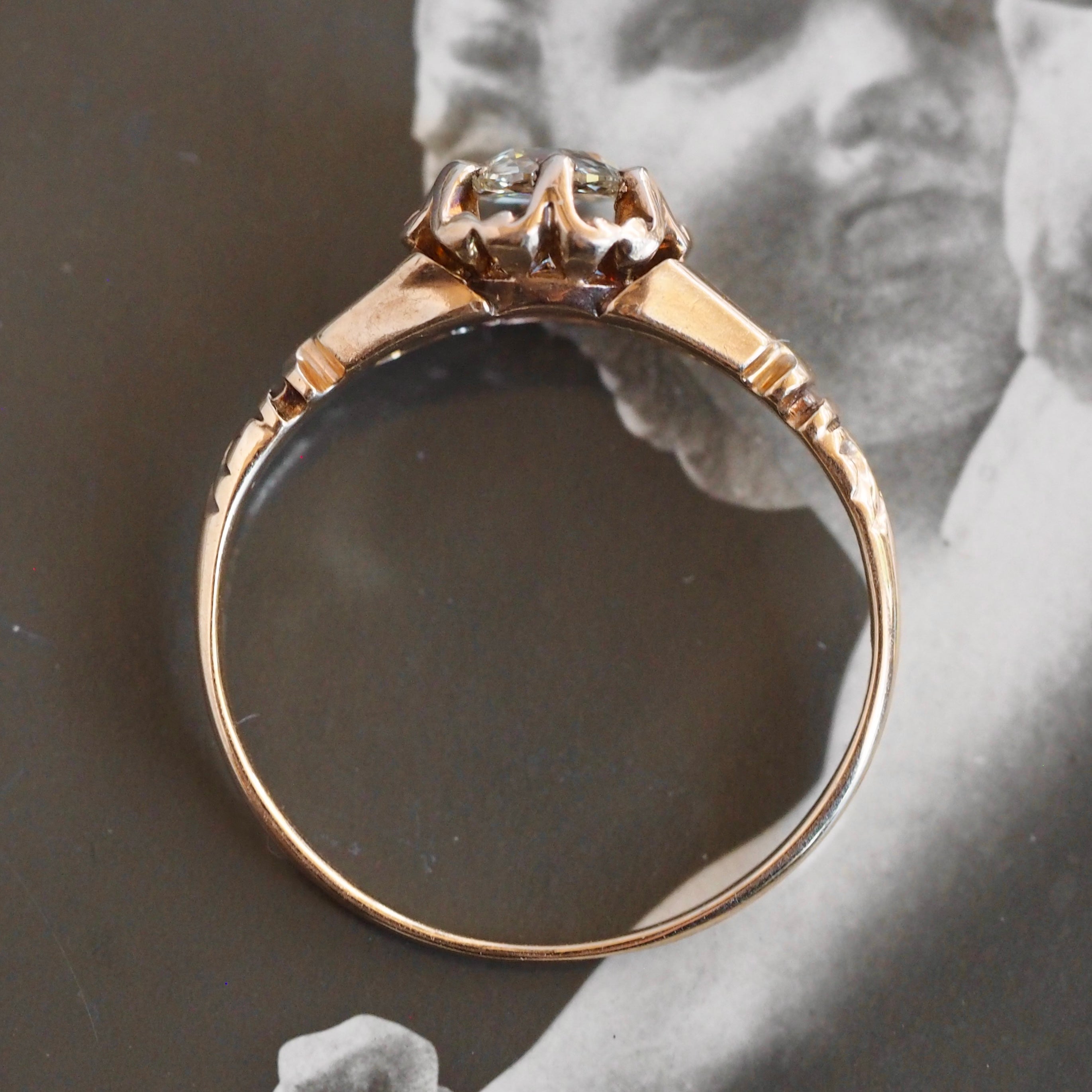 Antique Victorian 14k Gold Rose Cut Diamond Ring