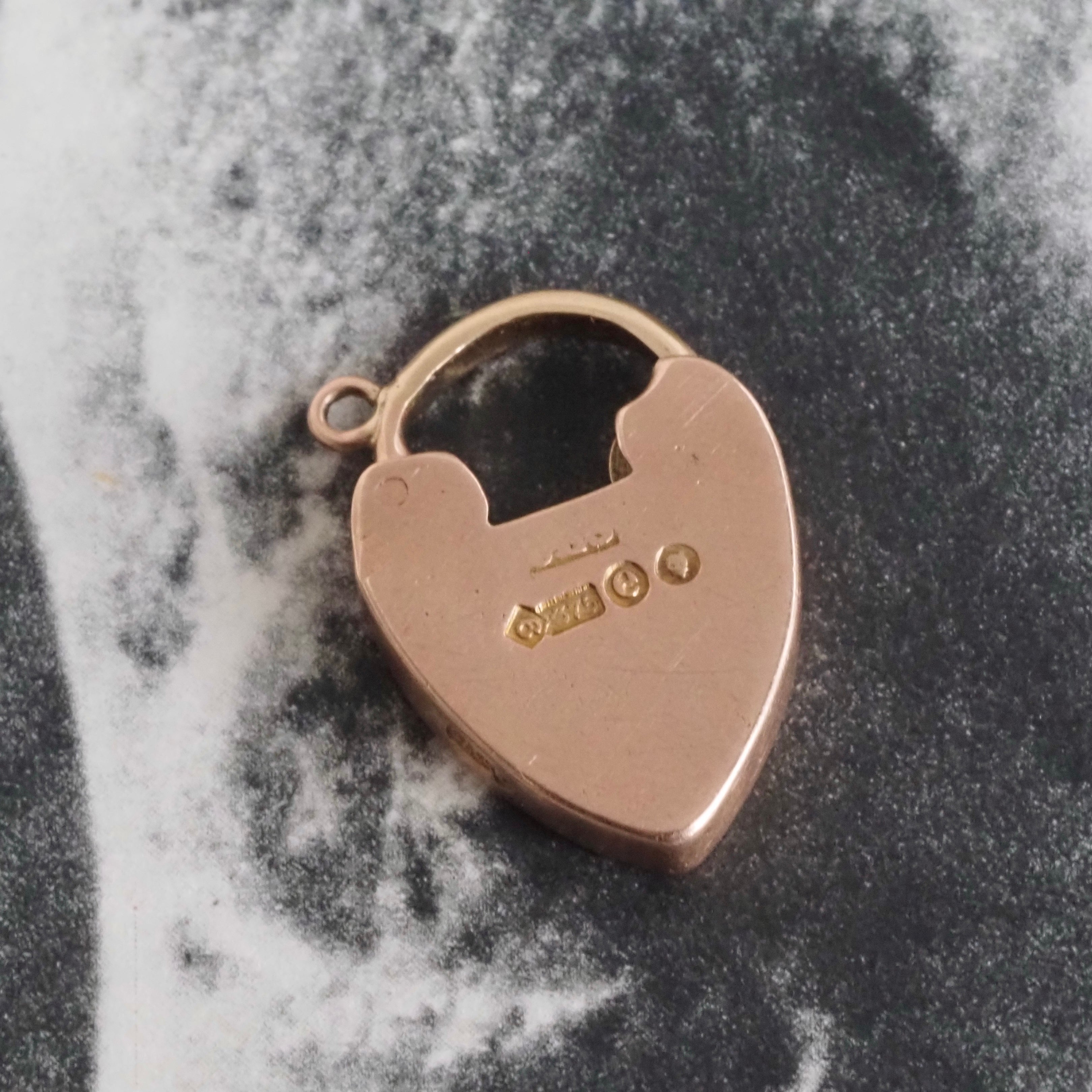 Vintage English 9k Gold Heart Padlock Pendant from London