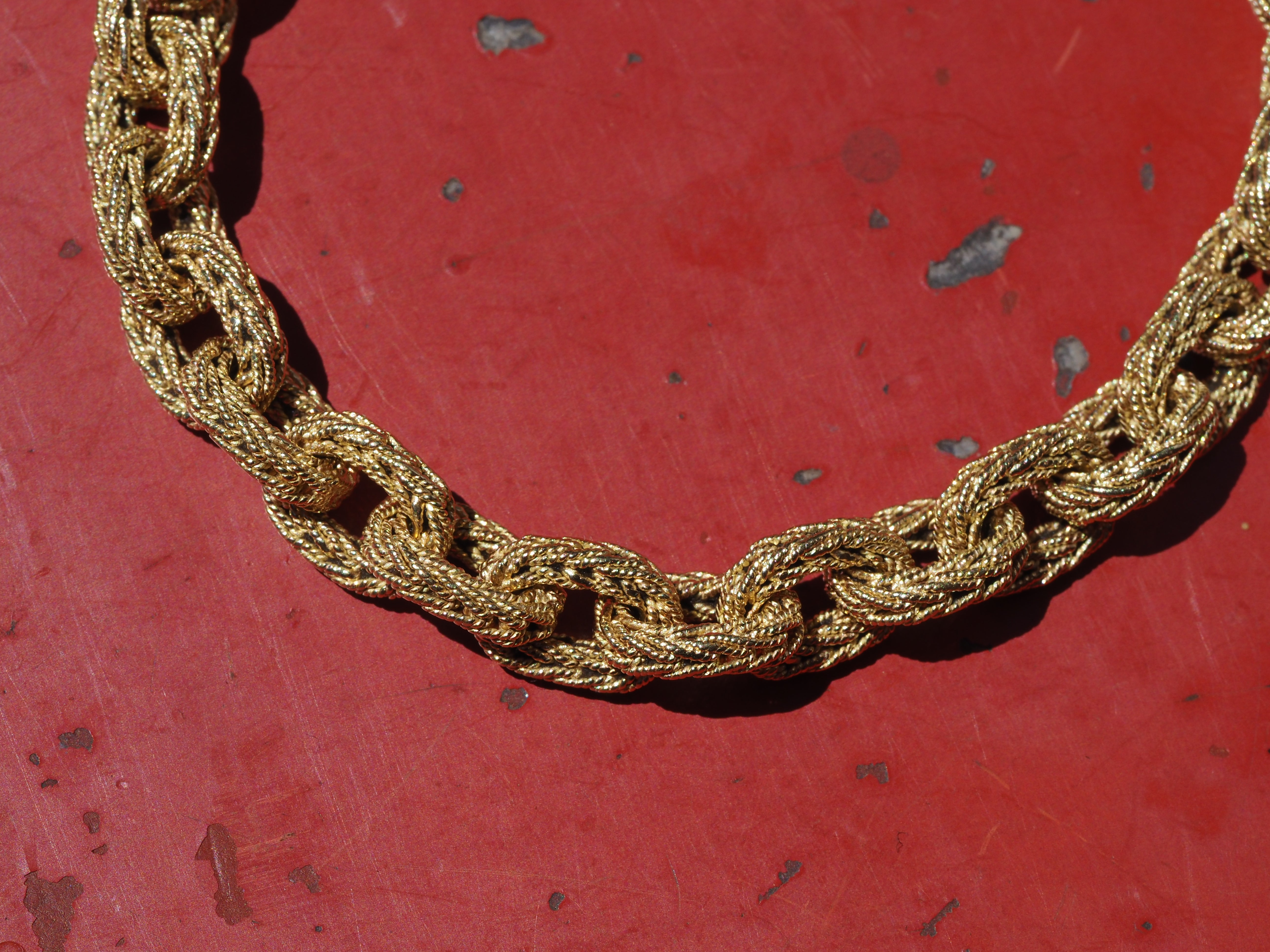 Vintage 18K Gold Woven Link Toggle Clasp Bracelet