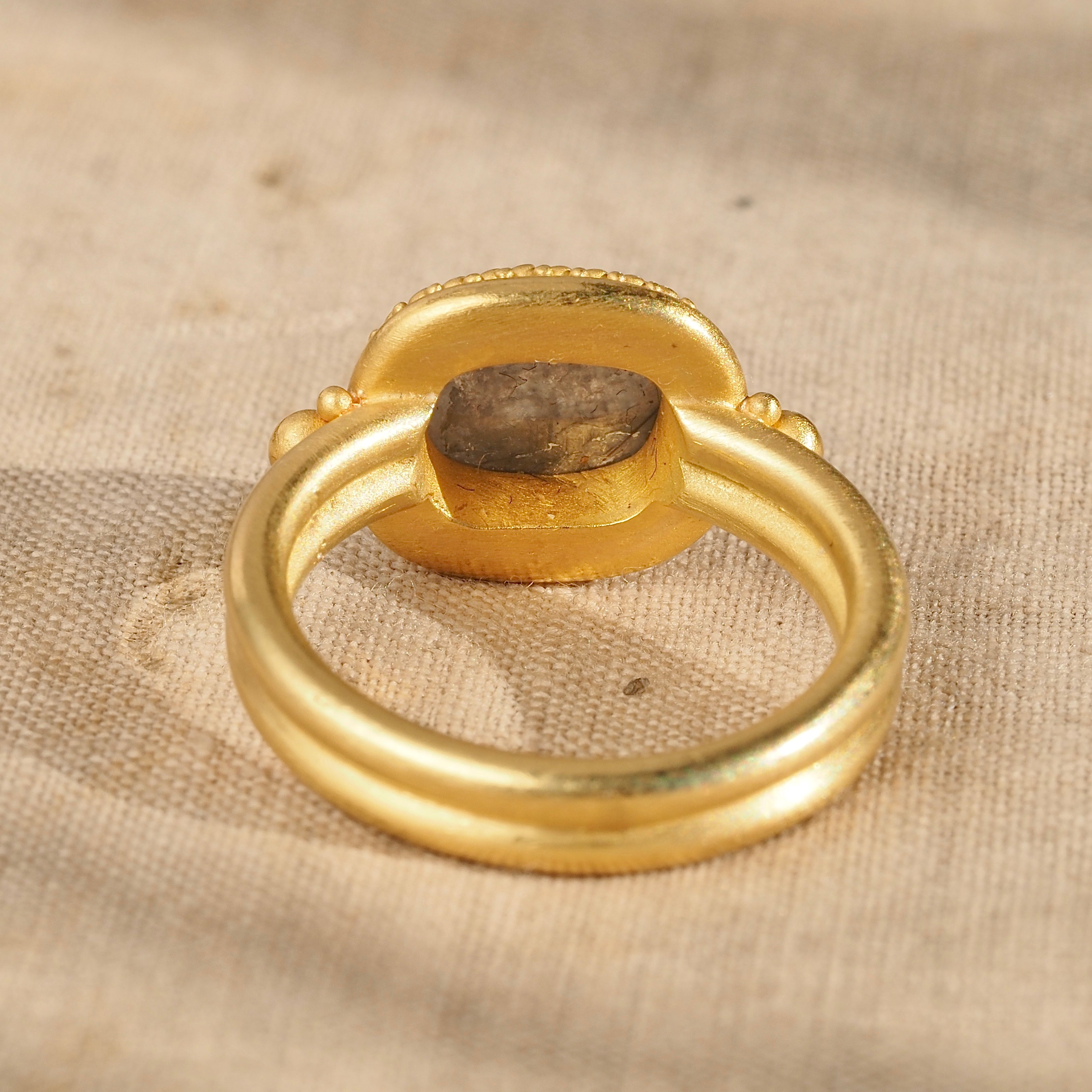 Salt and Pepper Rose Cut Diamond 22k Gold & 20k Gold Ring