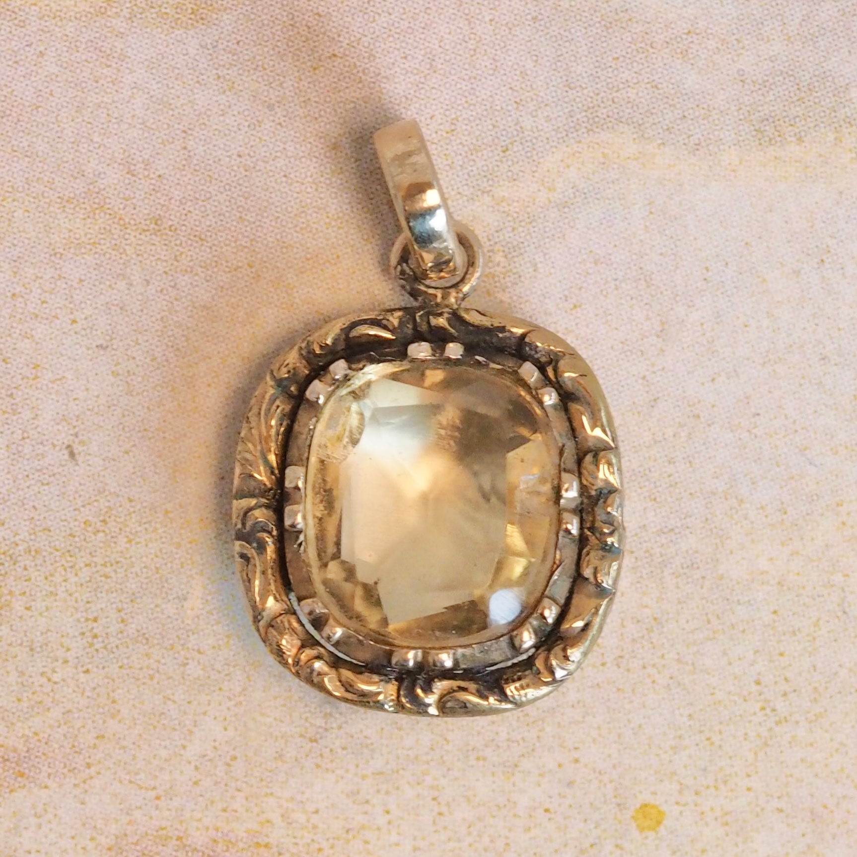 Antique Georgian 14k Gold Foil Backed Citrine Pendant