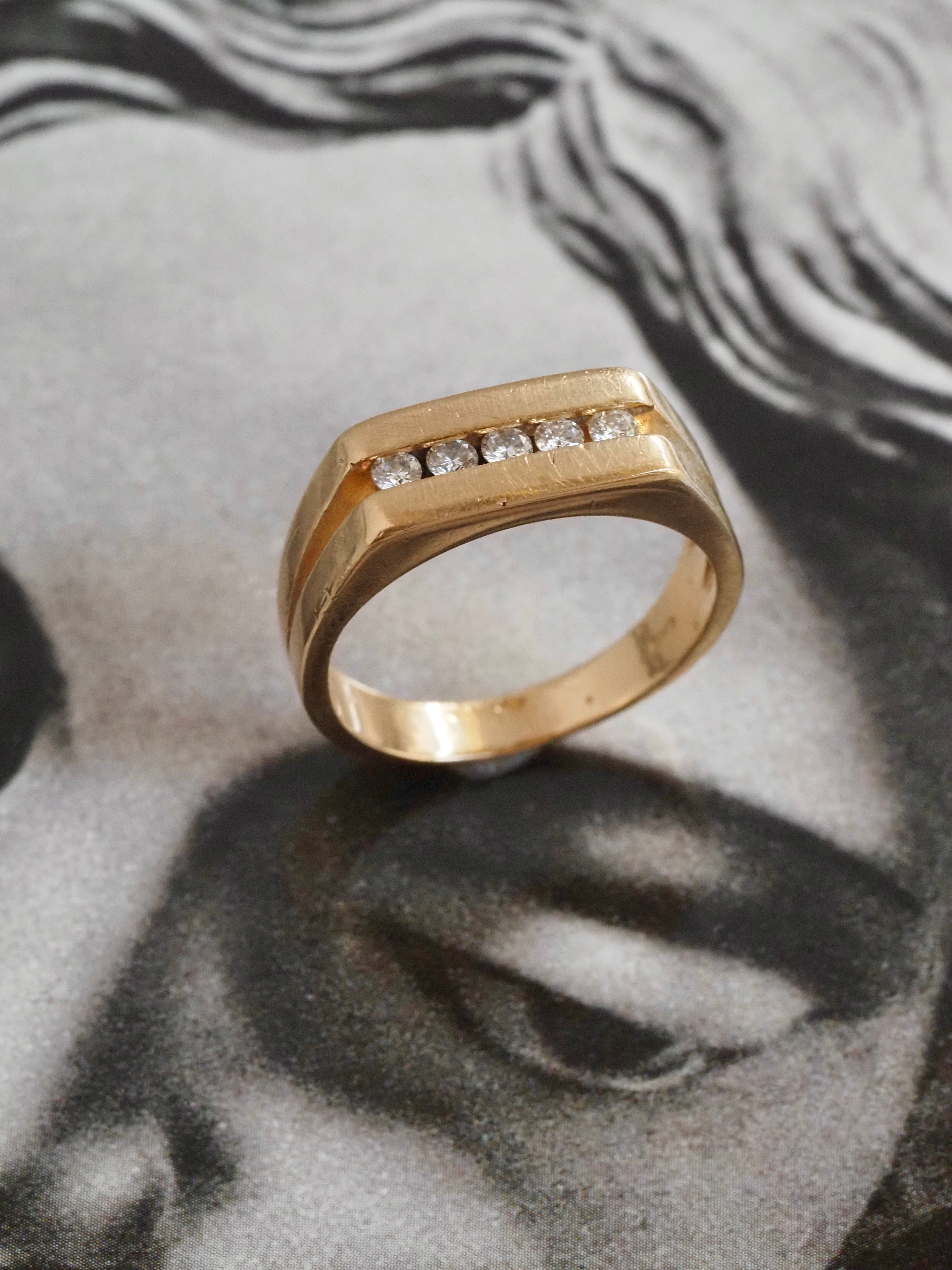 Vintage 14k Gold Channel Set Diamond Band