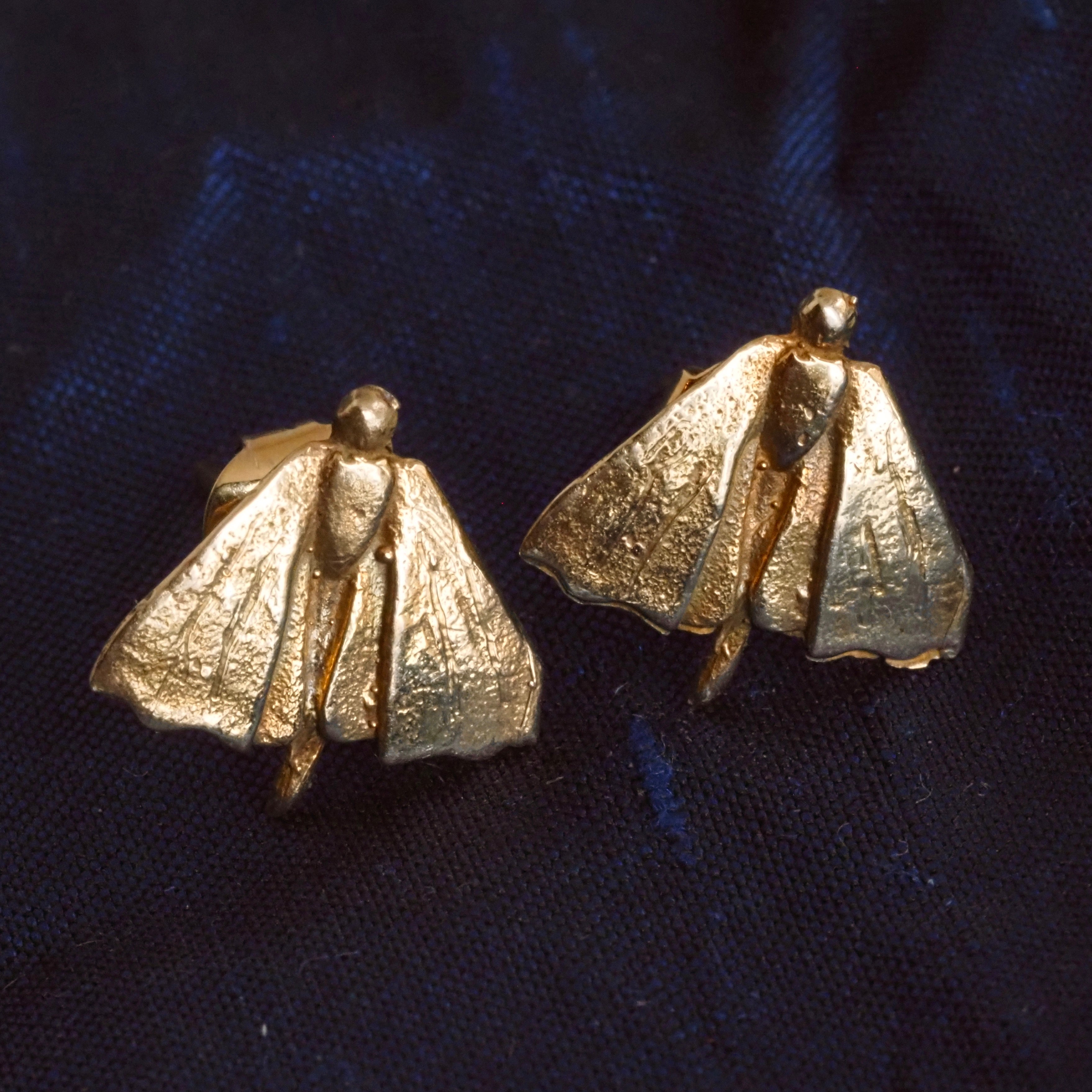 Vintage Moth 18k Gold Post Earrings