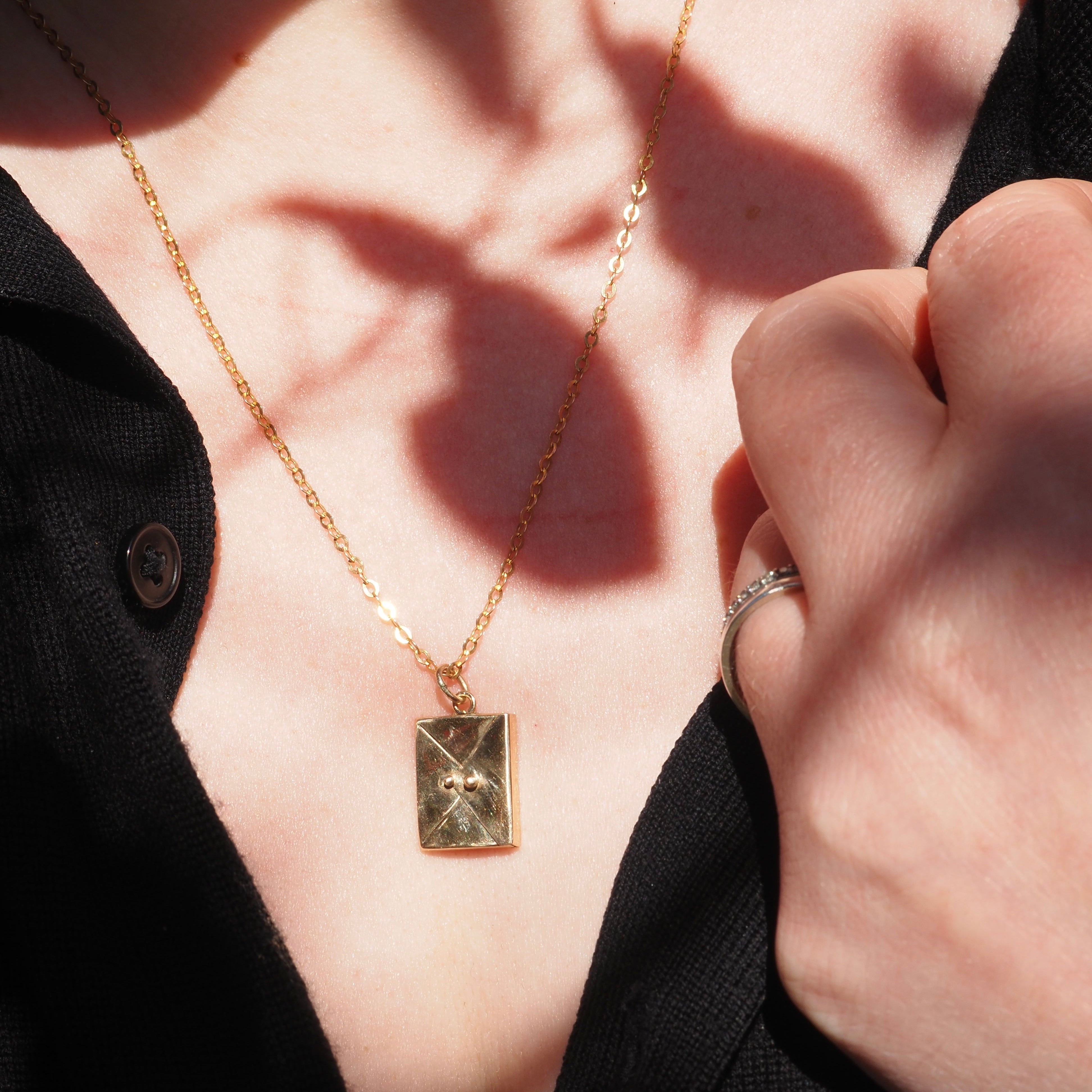Vintage Envelope & Letter 14k Gold Charm Pendant