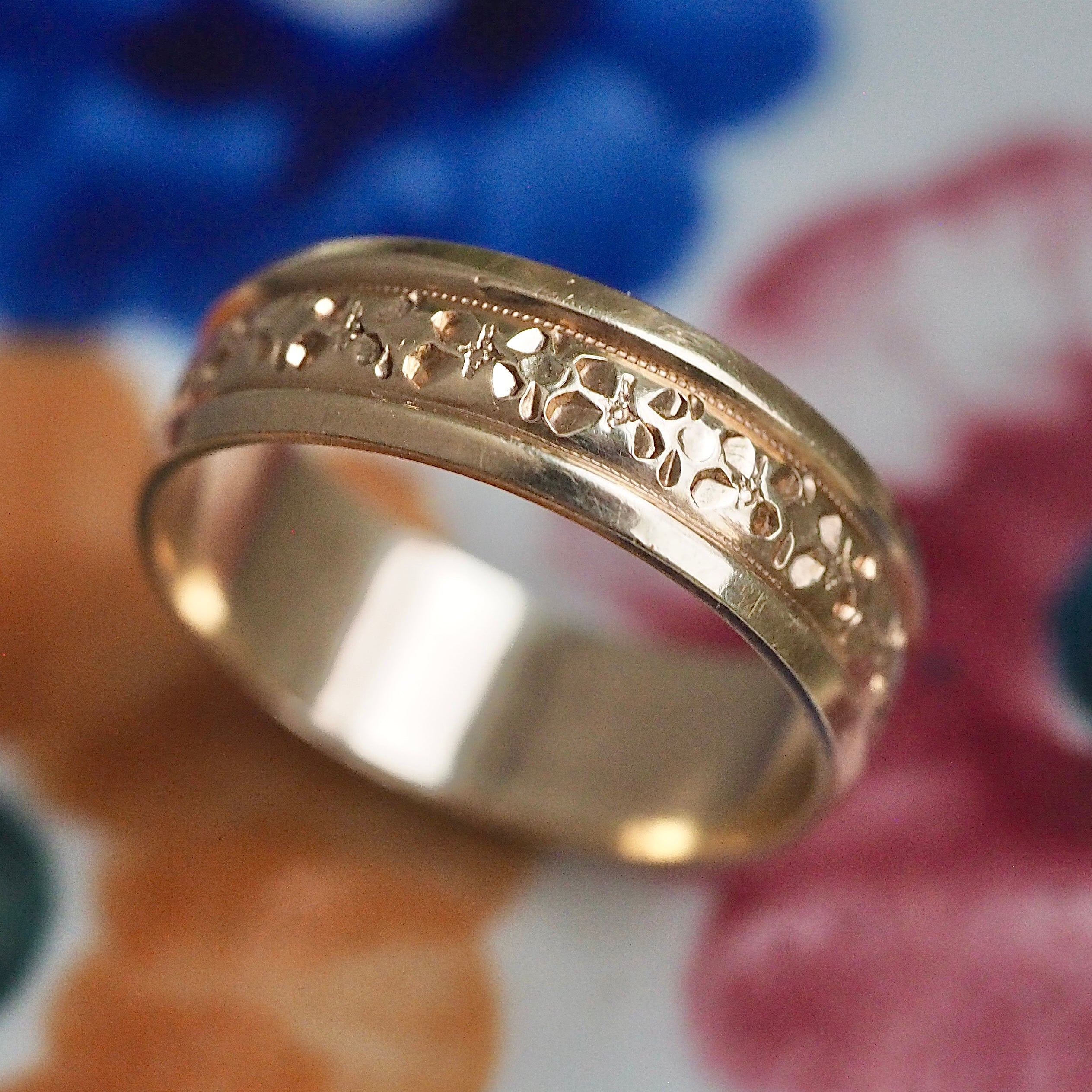 Vintage 1940’s 14k Gold Orange Blossom Band