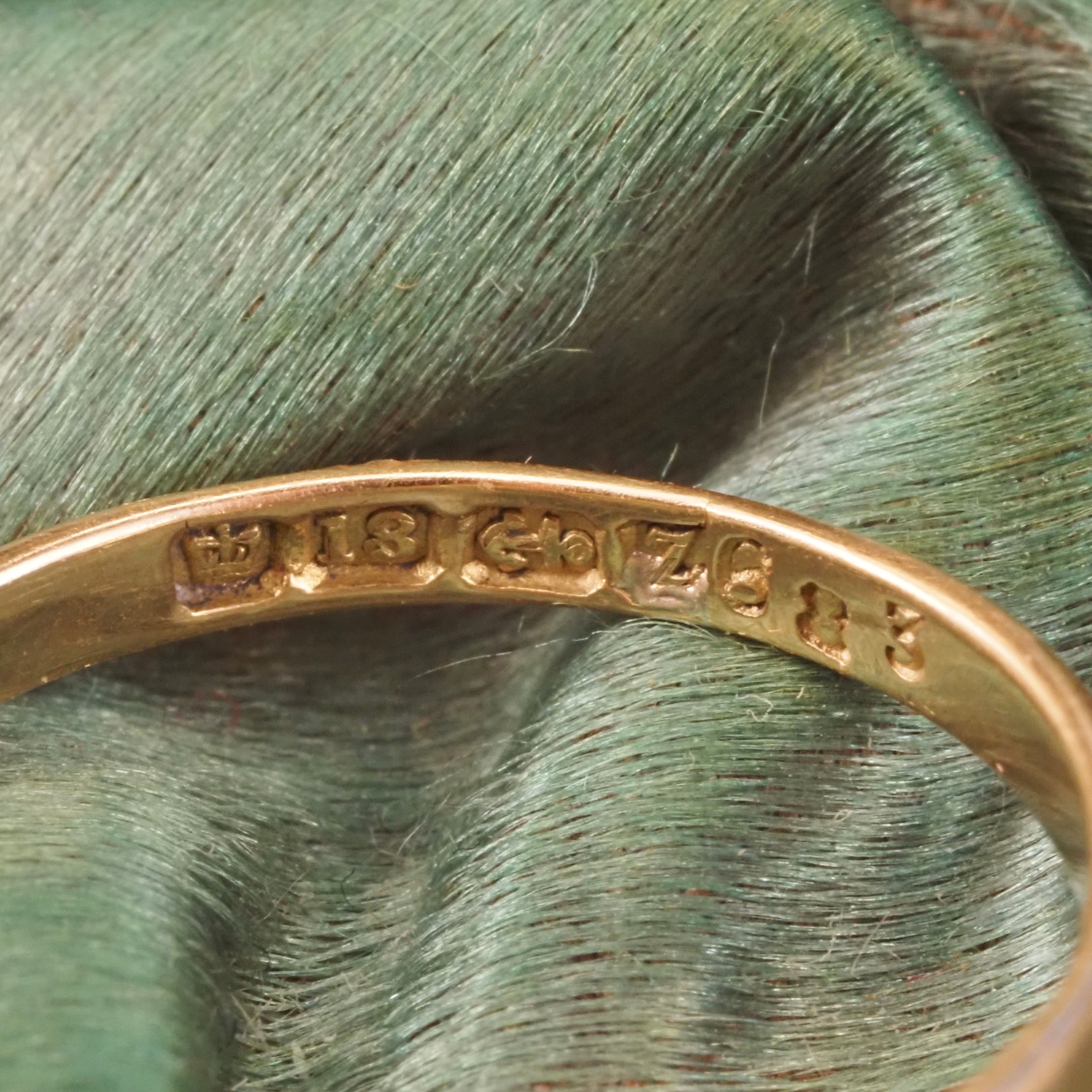 Antique Art Nouveau English Old European Cut Diamond Belcher Set 18k Gold Engagement Ring