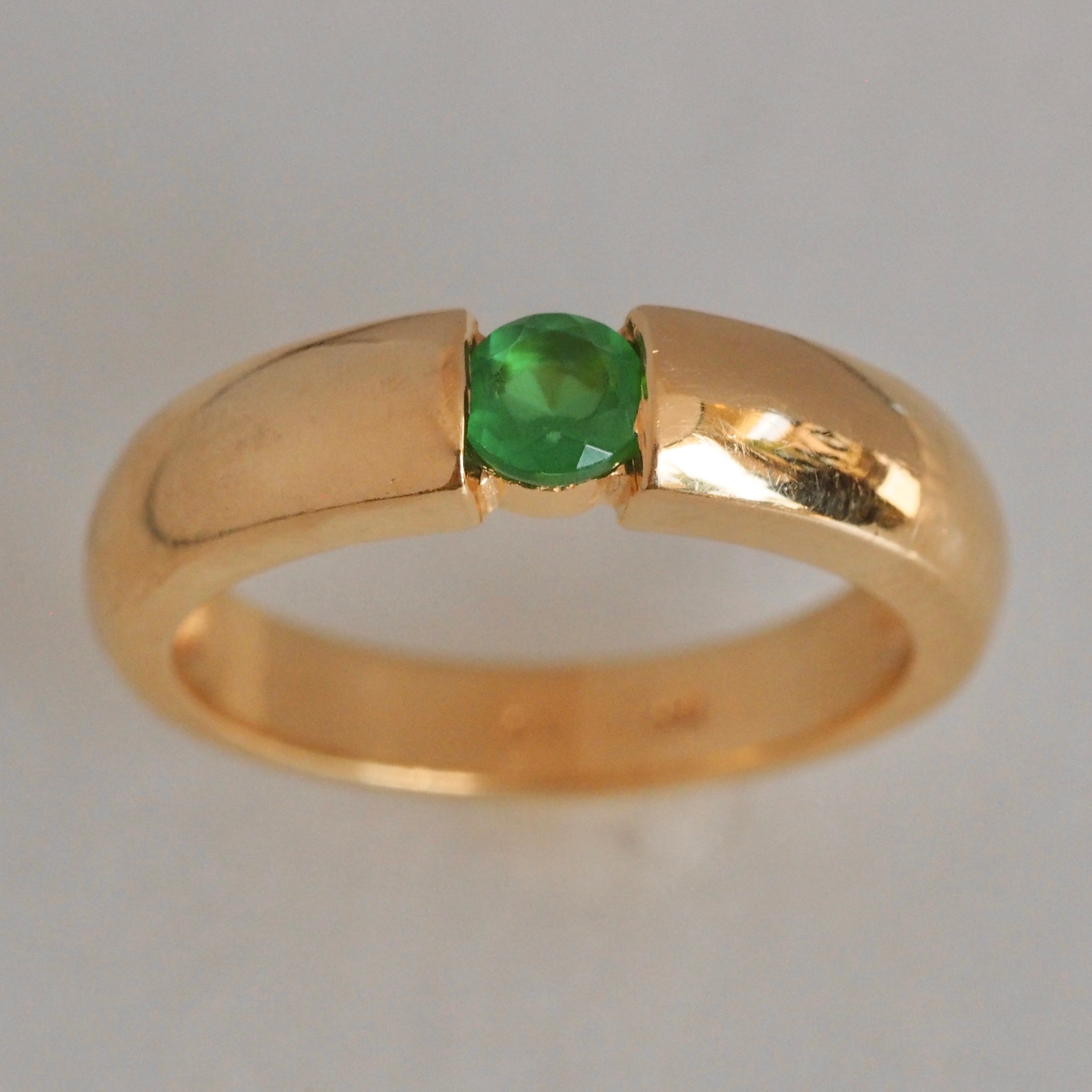 Modernist 18k Gold Emerald Ring