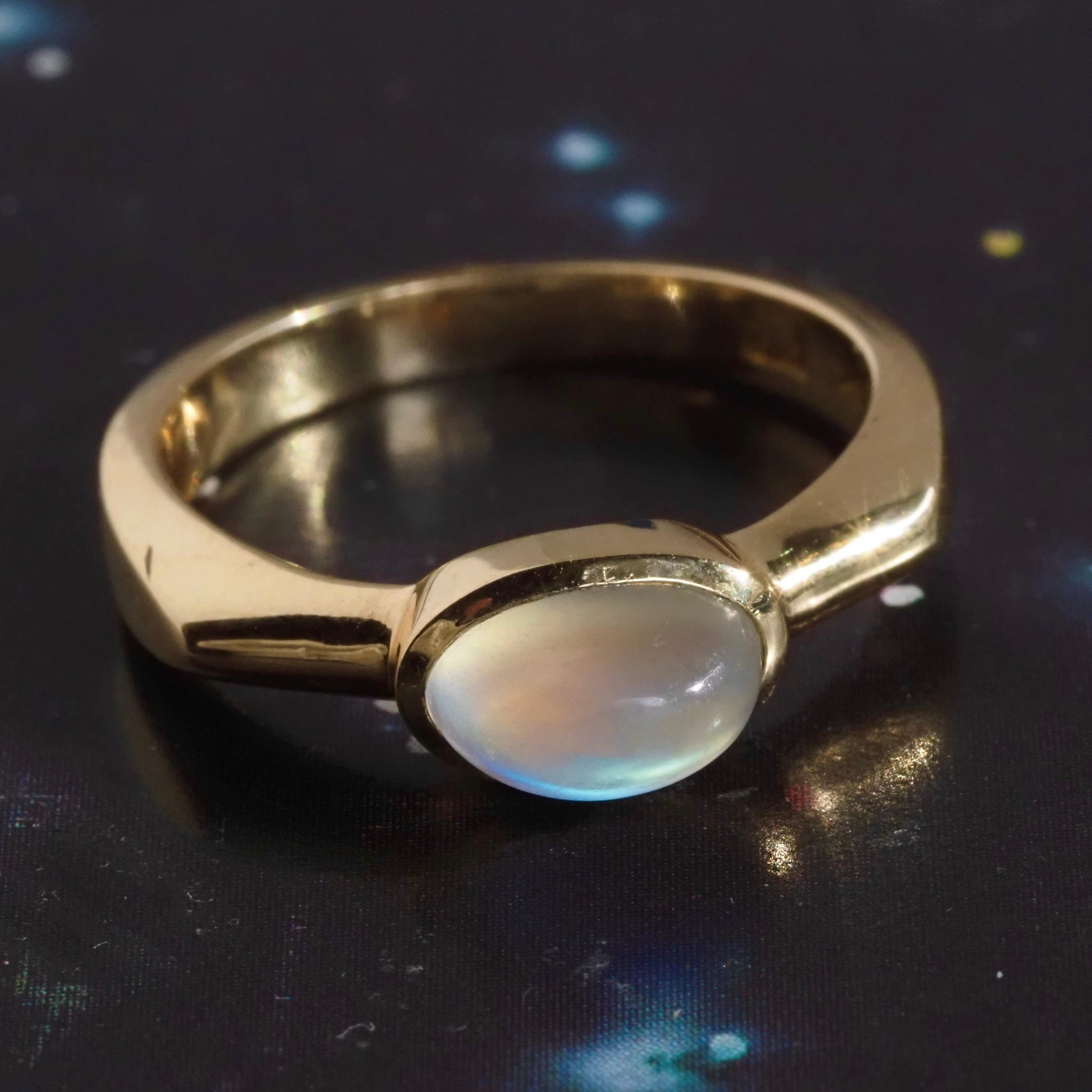 Modernist Moonstone 14k Gold Ring
