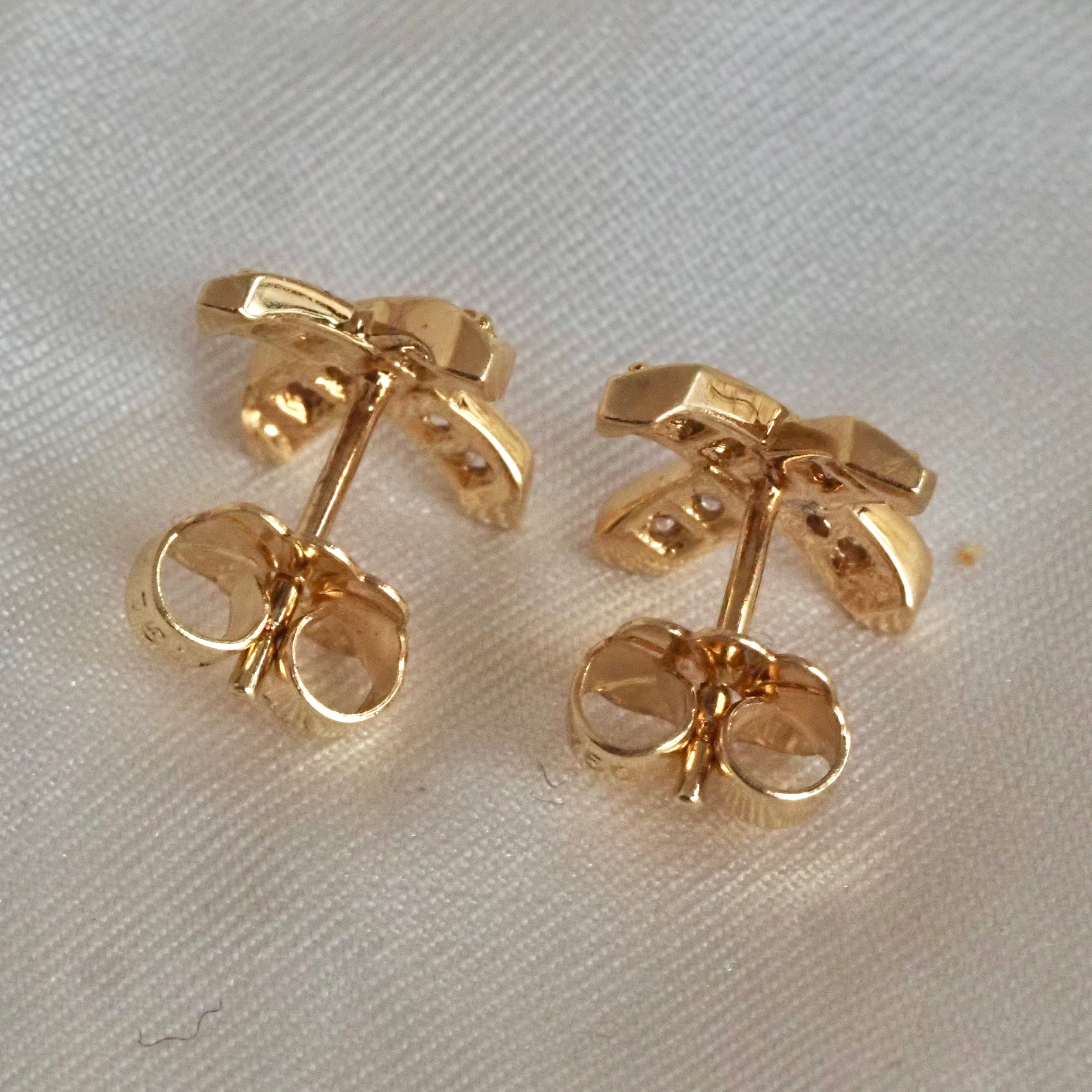 Vintage Diamond "X" 18k Gold Stud Earrings