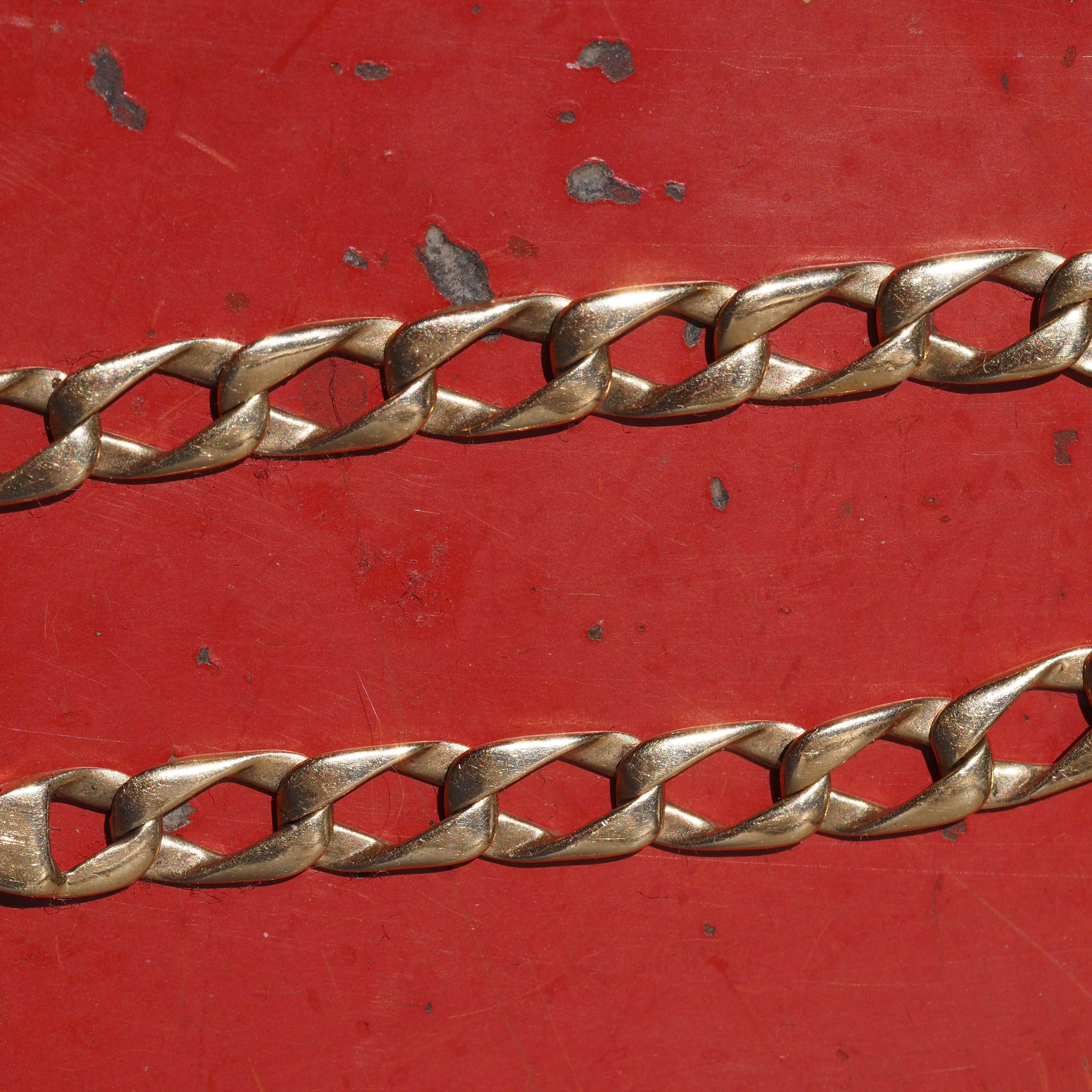 Vintage Italian Flat Folded Curb Link 14k Gold Bracelet