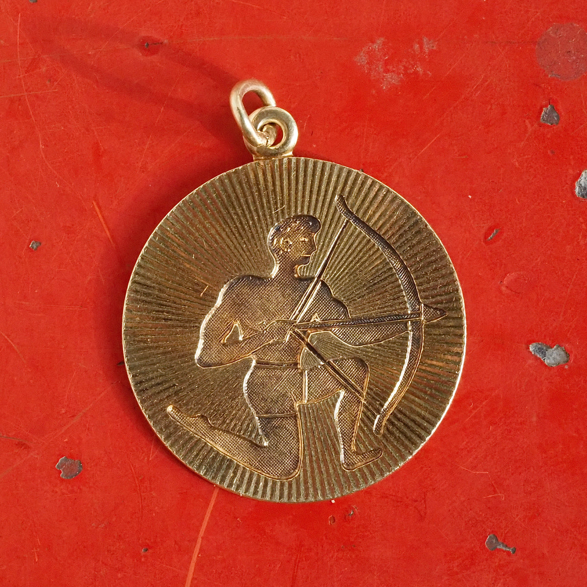 Vintage Radiant Sagittarius 14k Gold Pendant