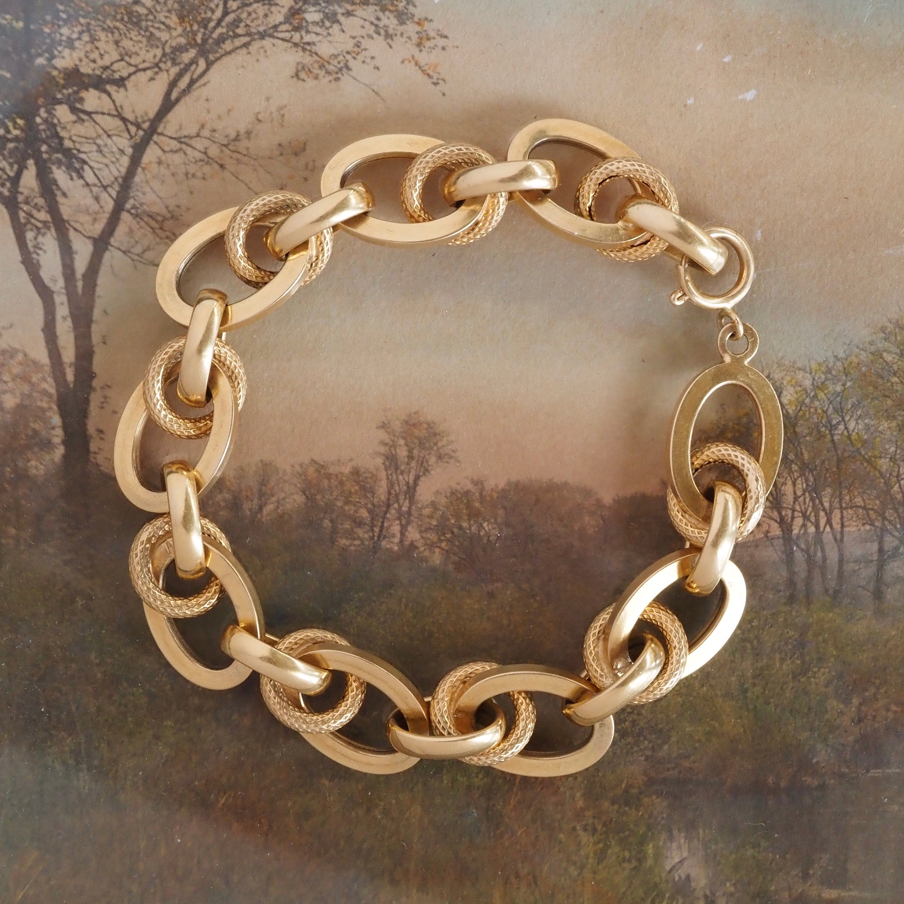 Vintage Italian 18k Gold Chunky Offset Link Bracelet