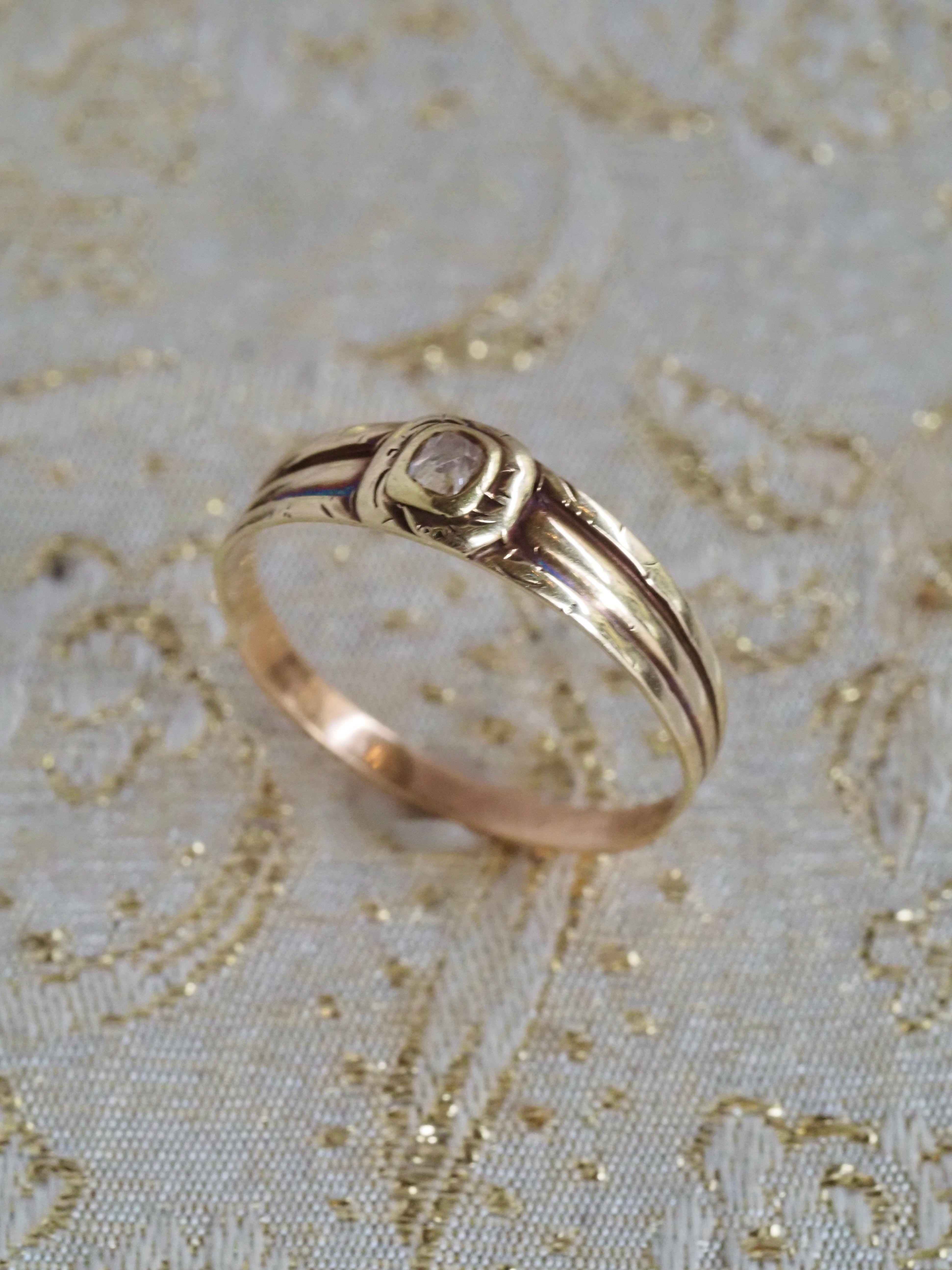 Antique 14k Gold Late 1700s Pink Peruzzi Diamond Ring