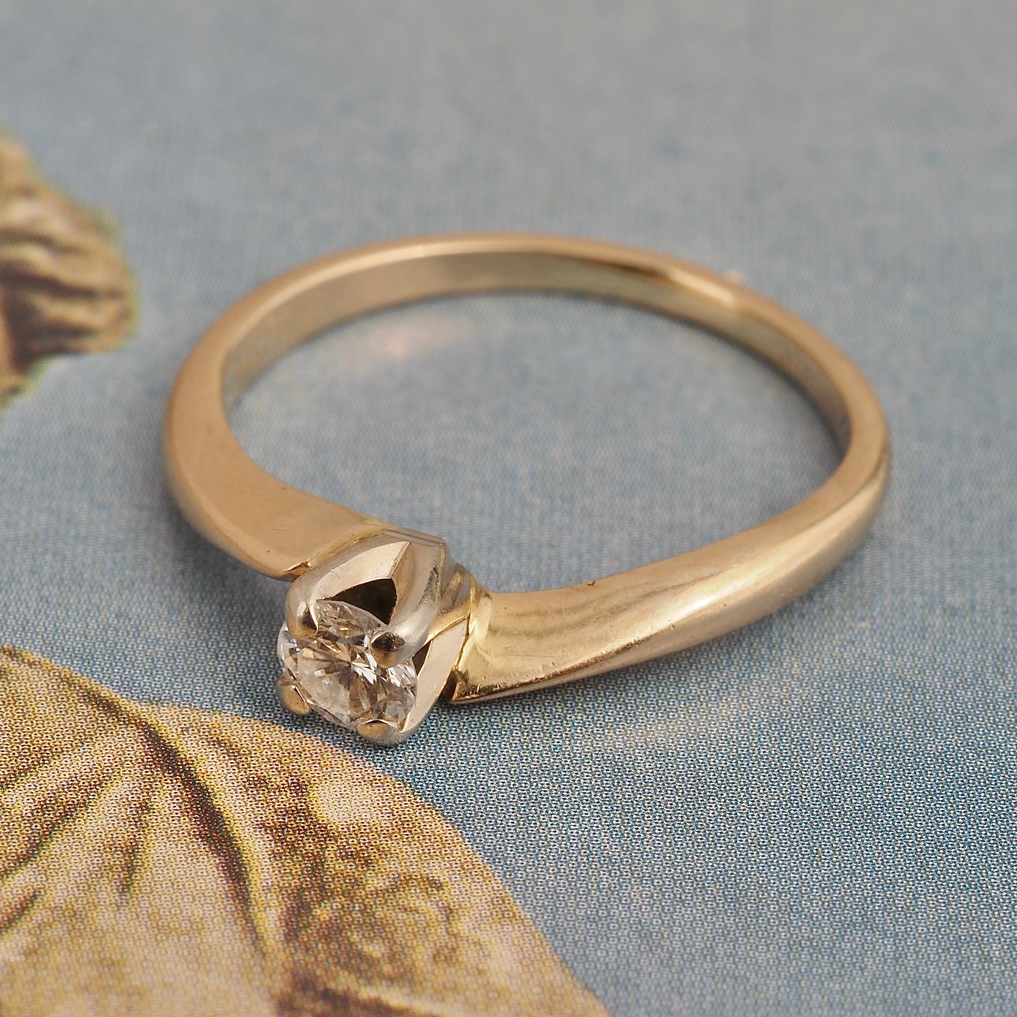Antique Early Modern Brilliant Diamond 14k Gold Ring