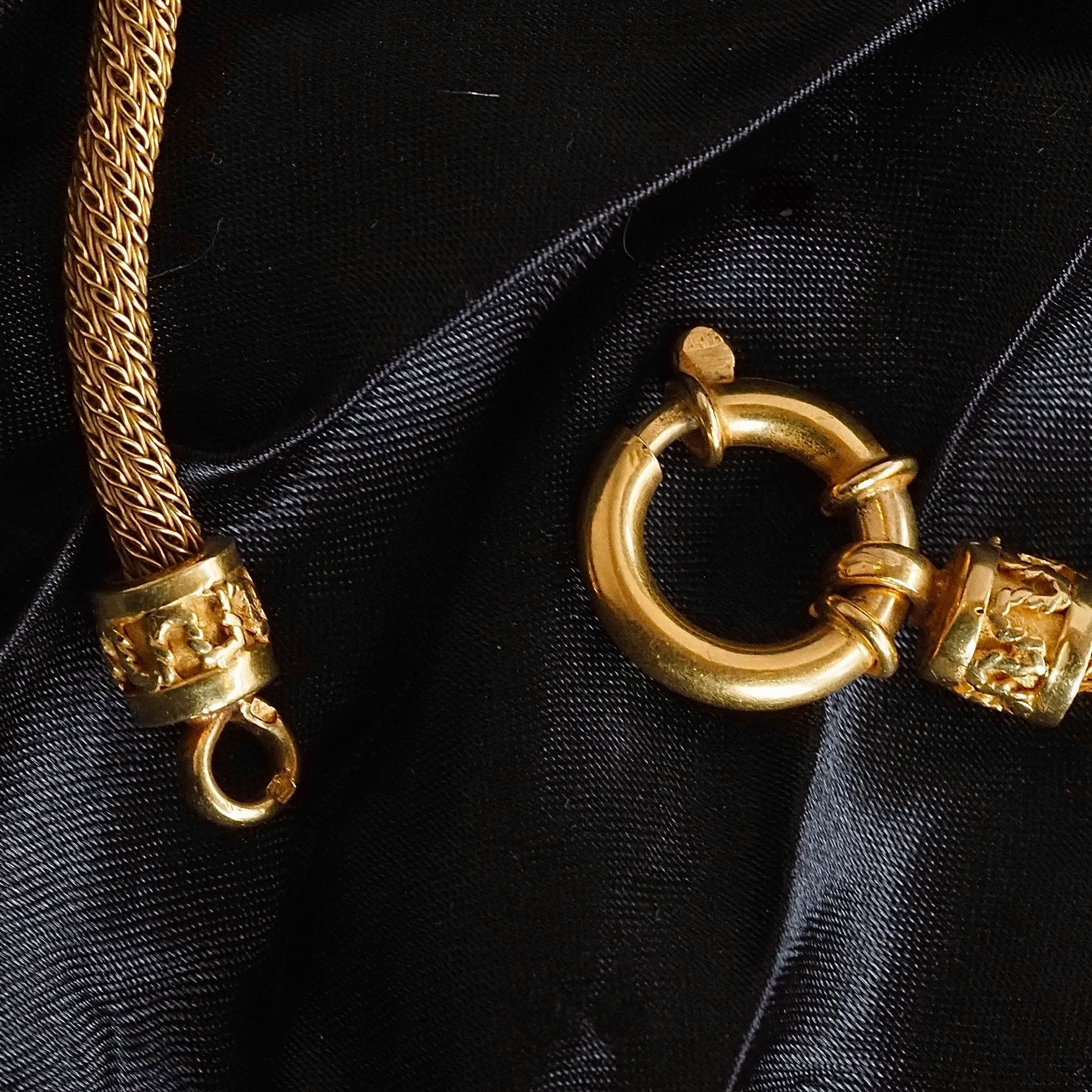 Portuguese 19k Gold Woven Ornate Beaded Vintage Station Necklace