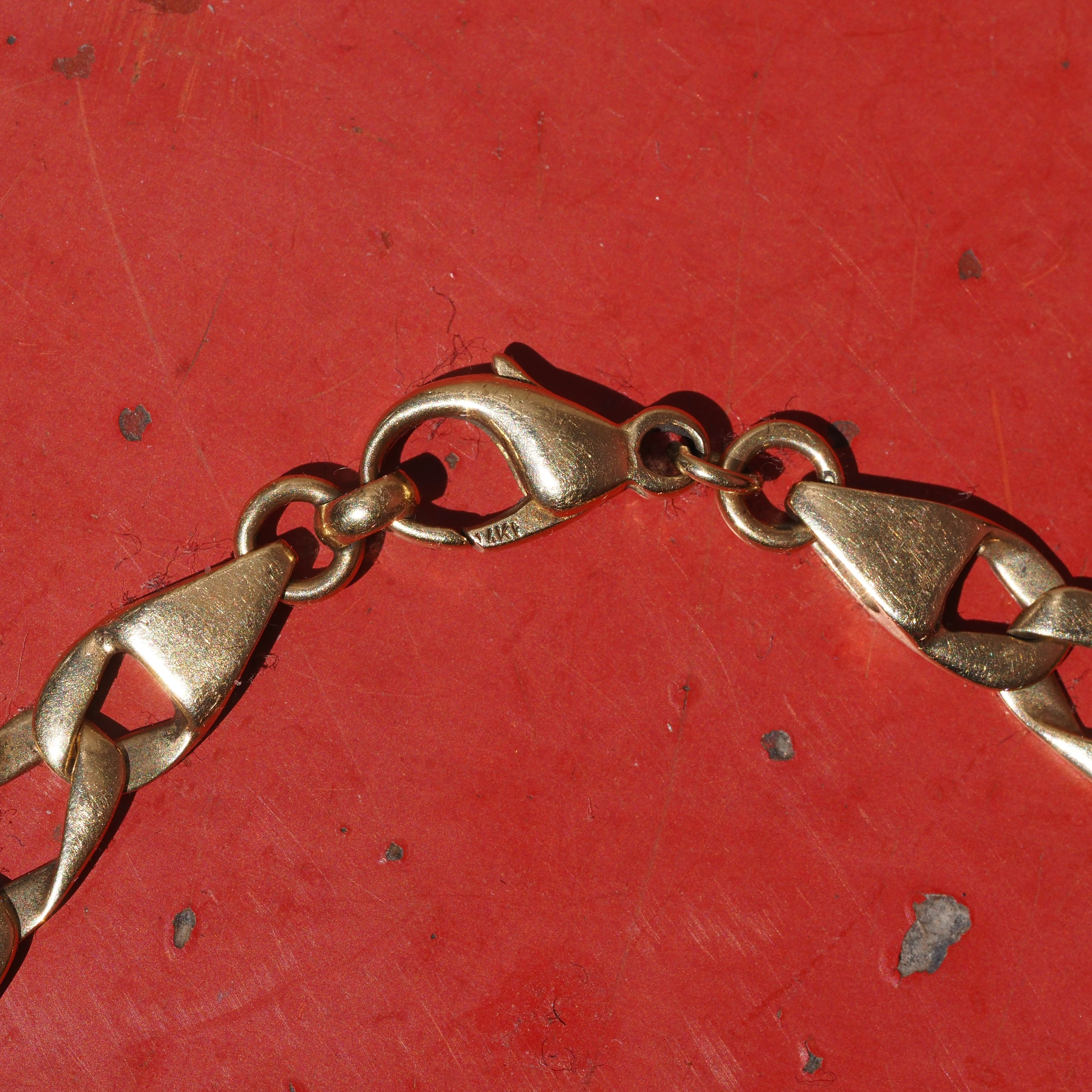 Vintage Italian Flat Folded Curb Link 14k Gold Bracelet