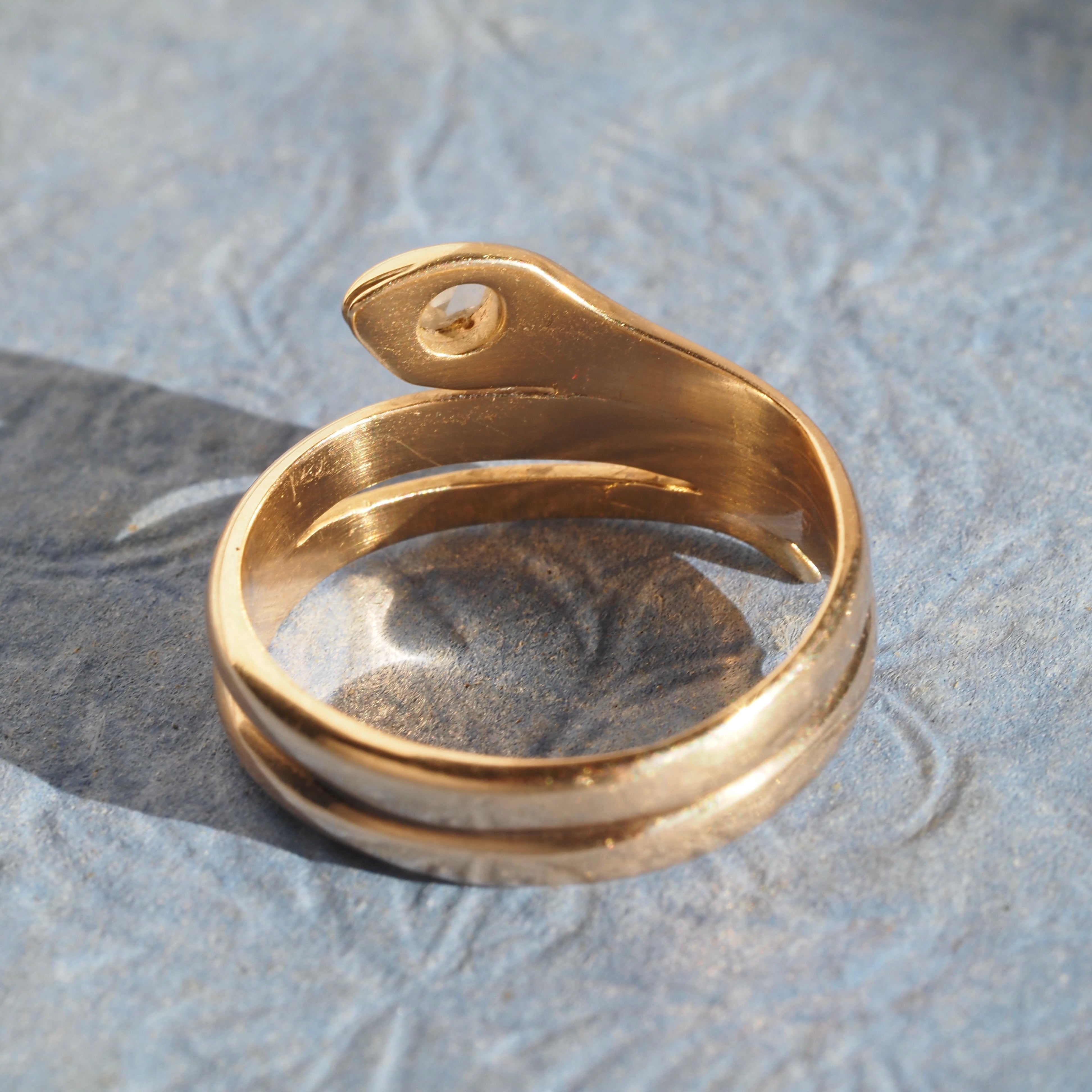 Antique Snake 14k Gold Rose Cut Diamond Ring