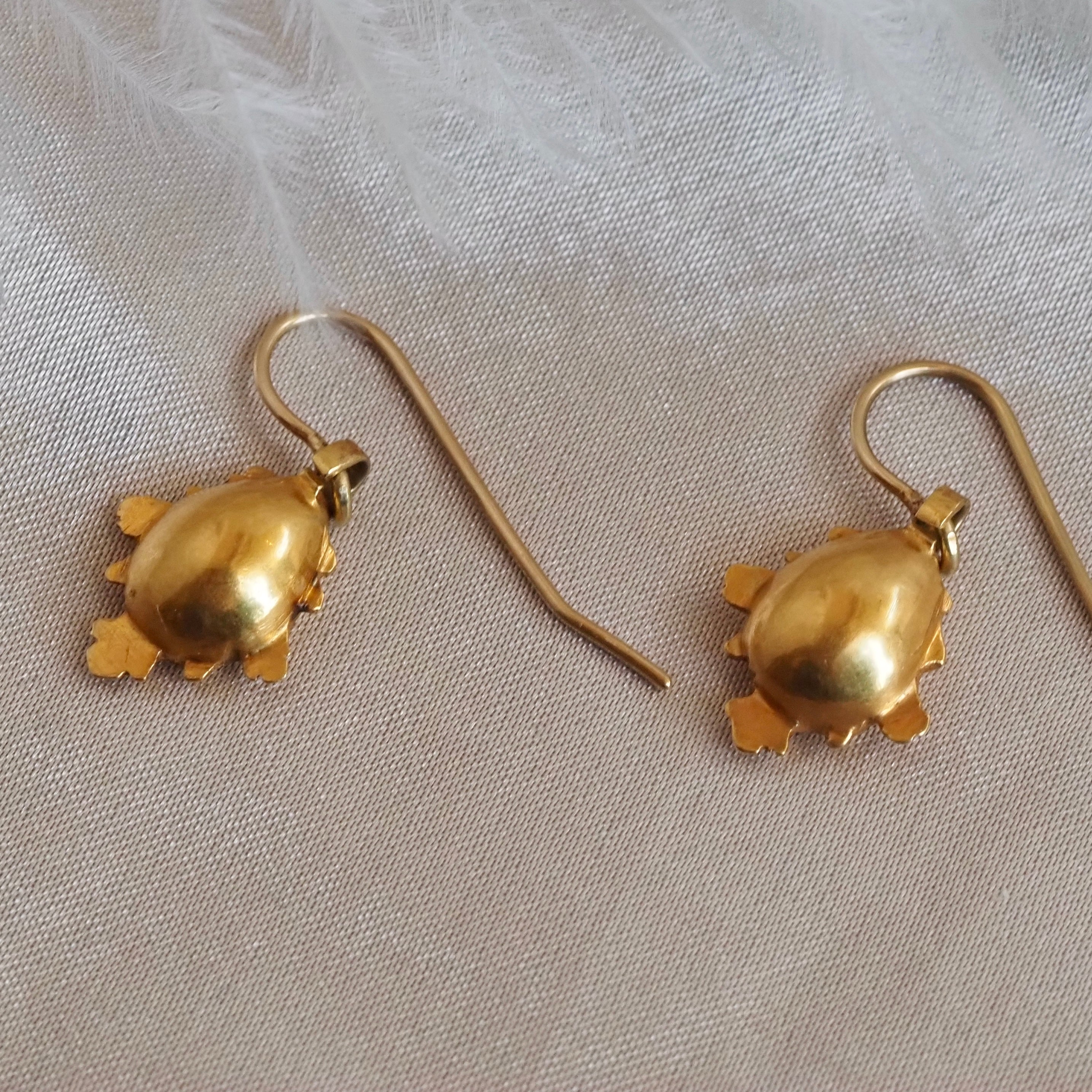 Antique Georgian 15k Gold Foil Backed Garnet Earrings