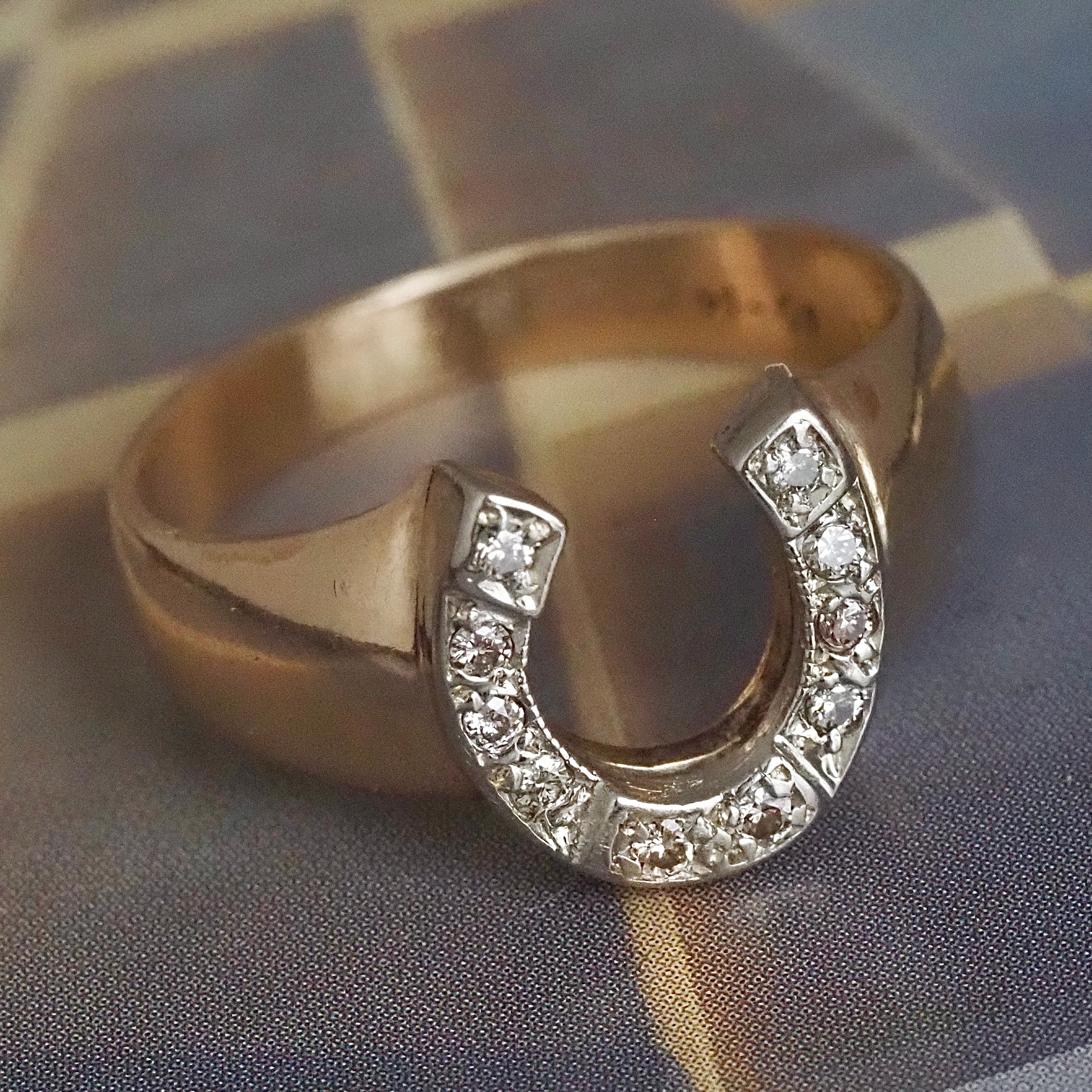 Vintage Diamond Horseshoe 10k Gold Ring