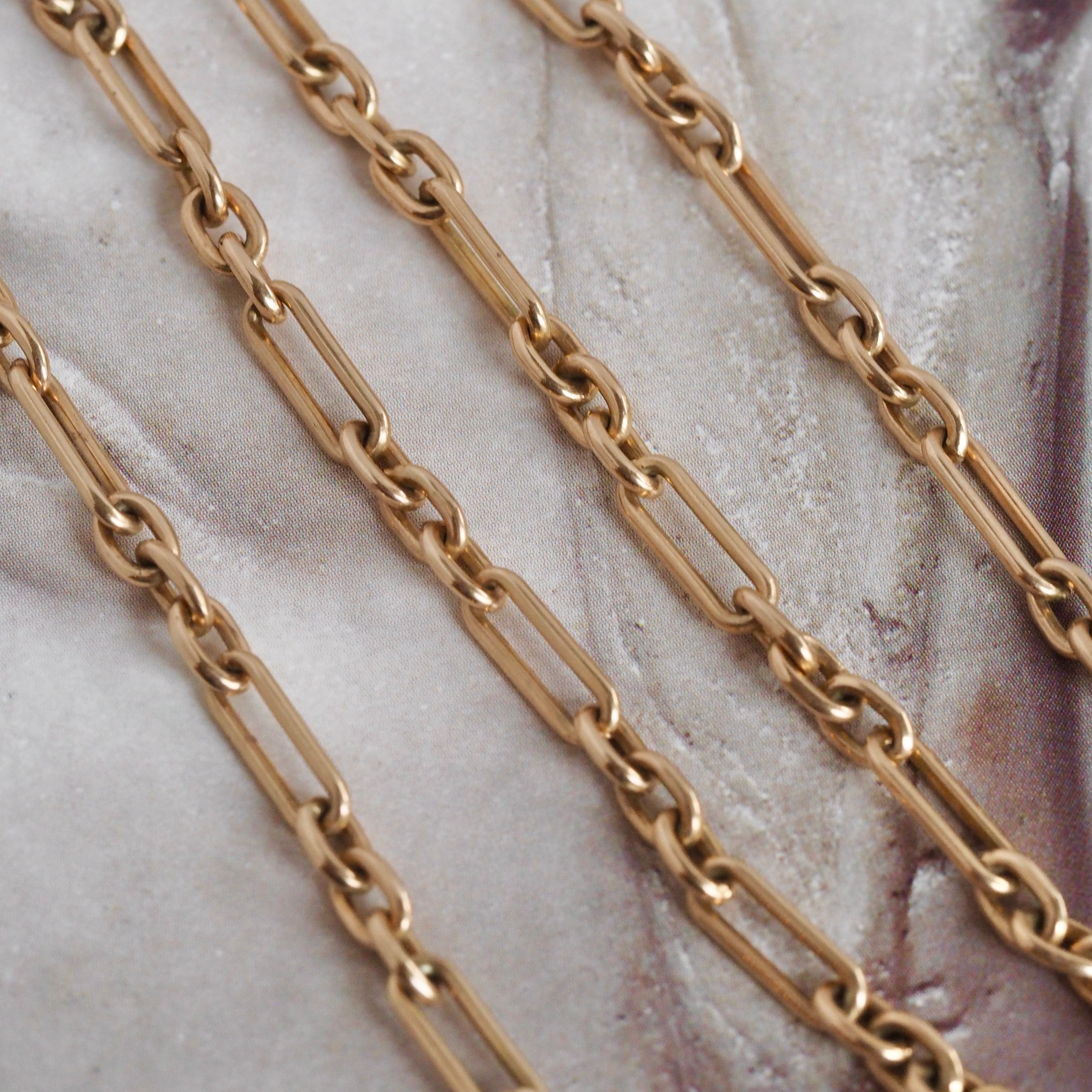 Antique 14k Gold Solid Watchchain Trombone Link Double Wrap Bracelet